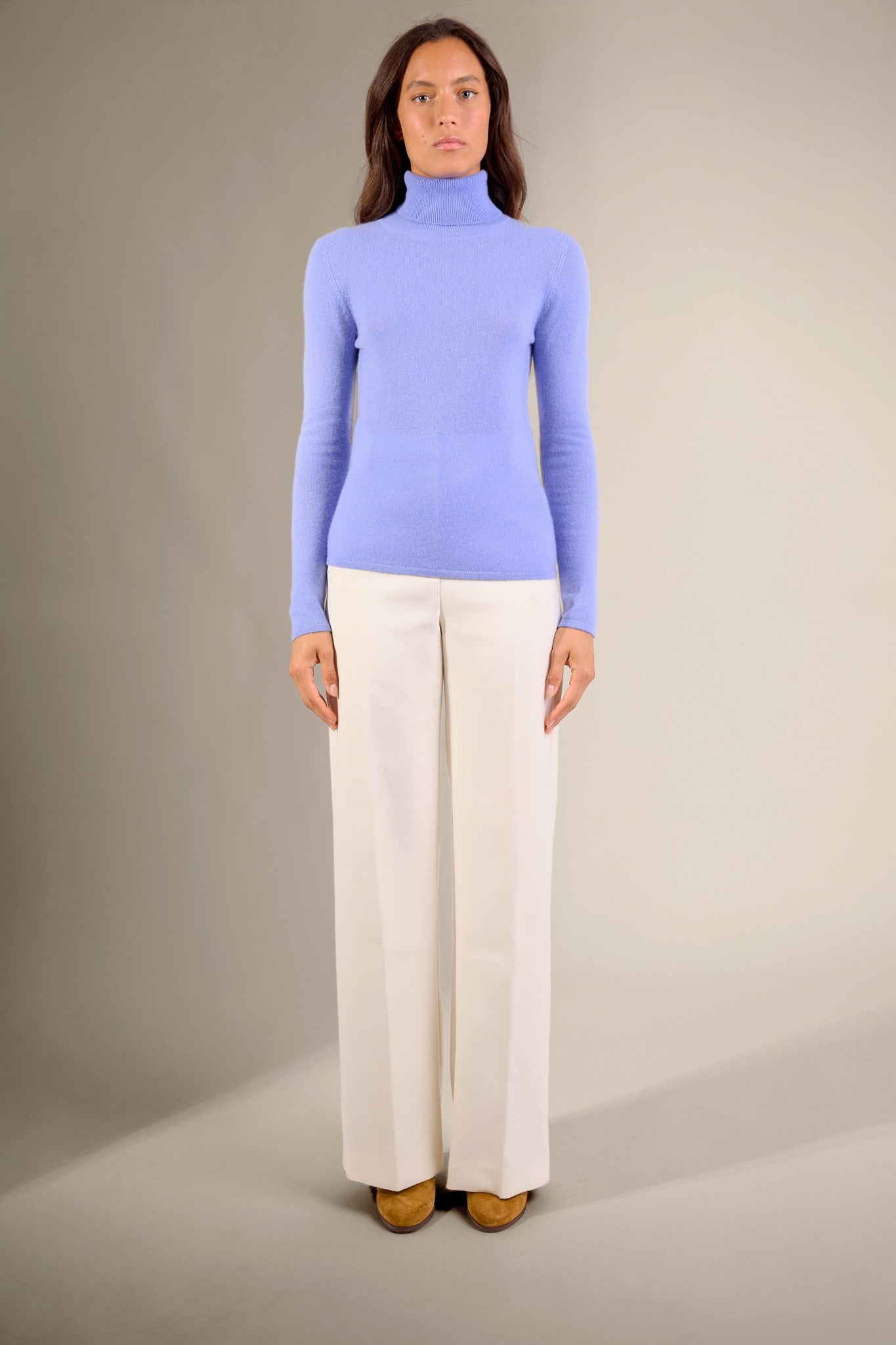 ashley pull col roulé bleu pastel 100% cachemire