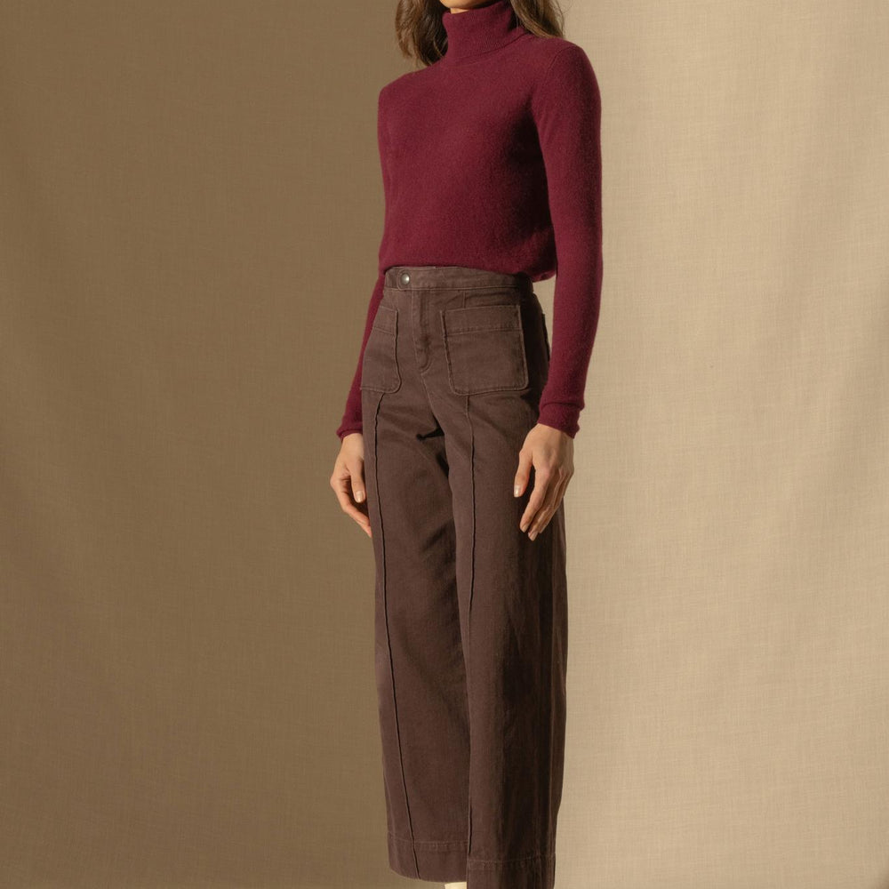 ASHLEY pull col roulé bordeaux 100% cachemire