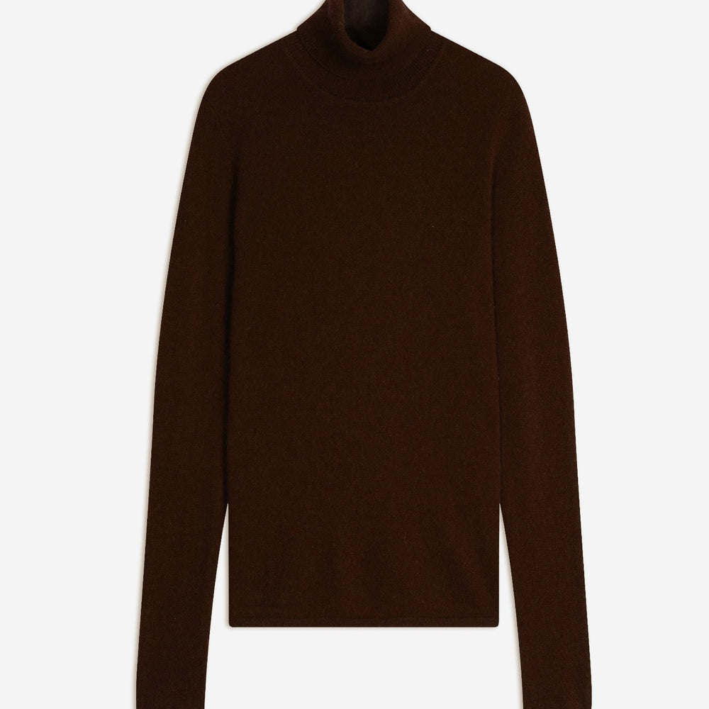 ashley pull col roulé café 100% cachemire