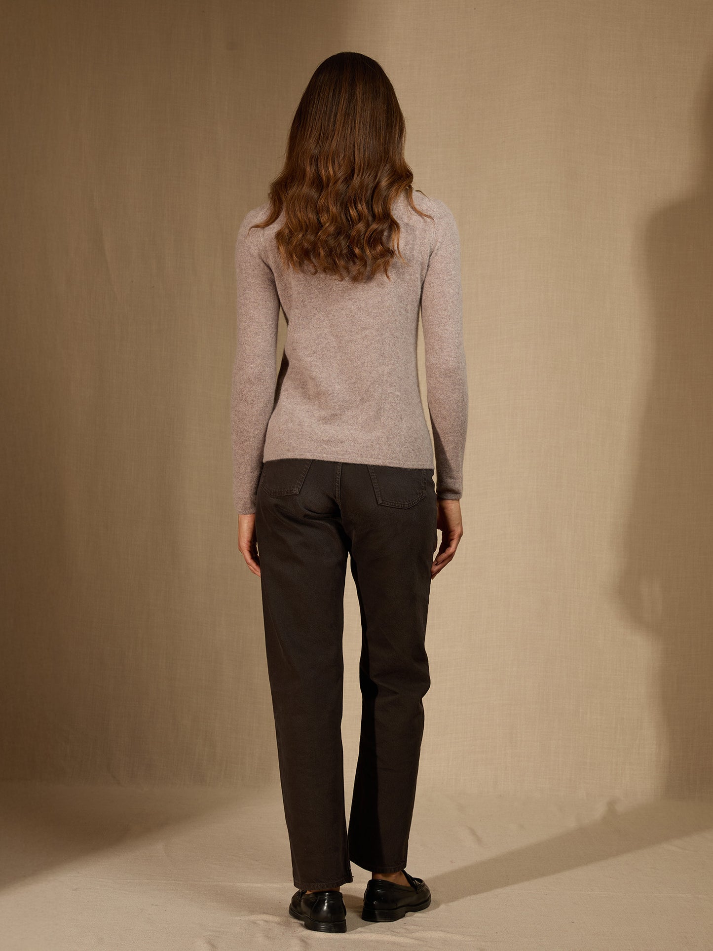 ASHLEY pull col roulé caribou chiné 100% cachemire