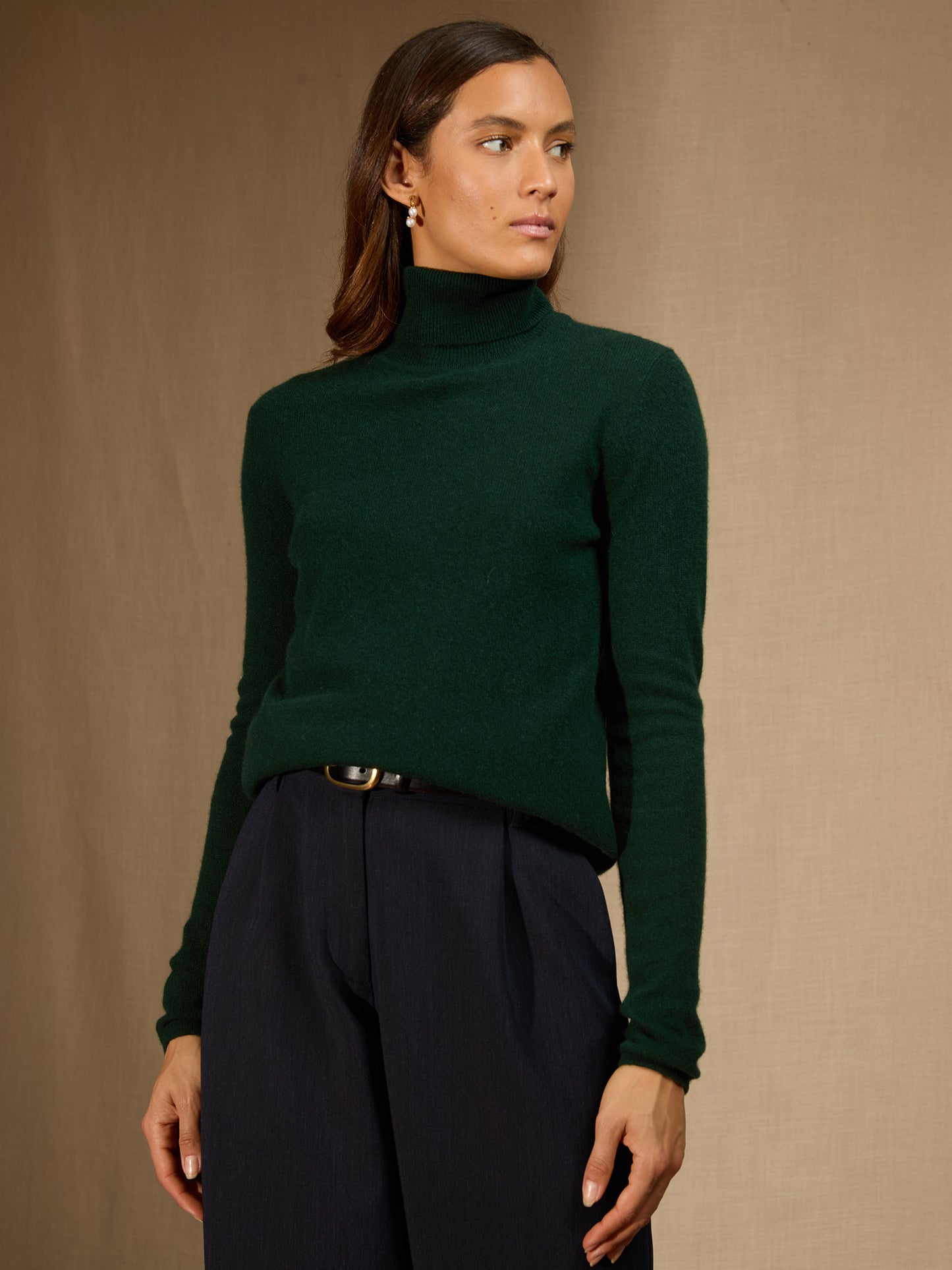 ASHLEY pull col roulé cyprès 100% cachemire