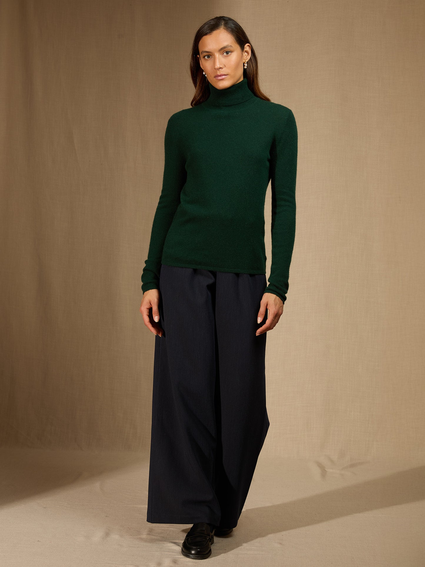 ASHLEY pull col roulé cyprès 100% cachemire