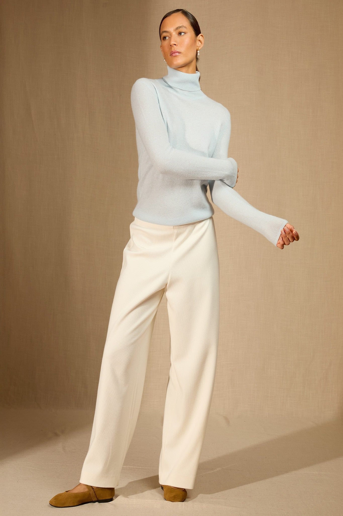 ashley pull col roulé givre 100% cachemire