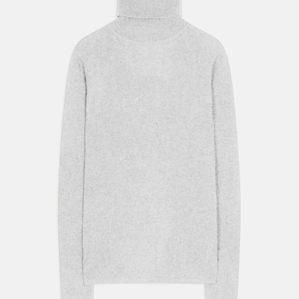 ashley pull col roulé gris perle chiné 100% cachemire