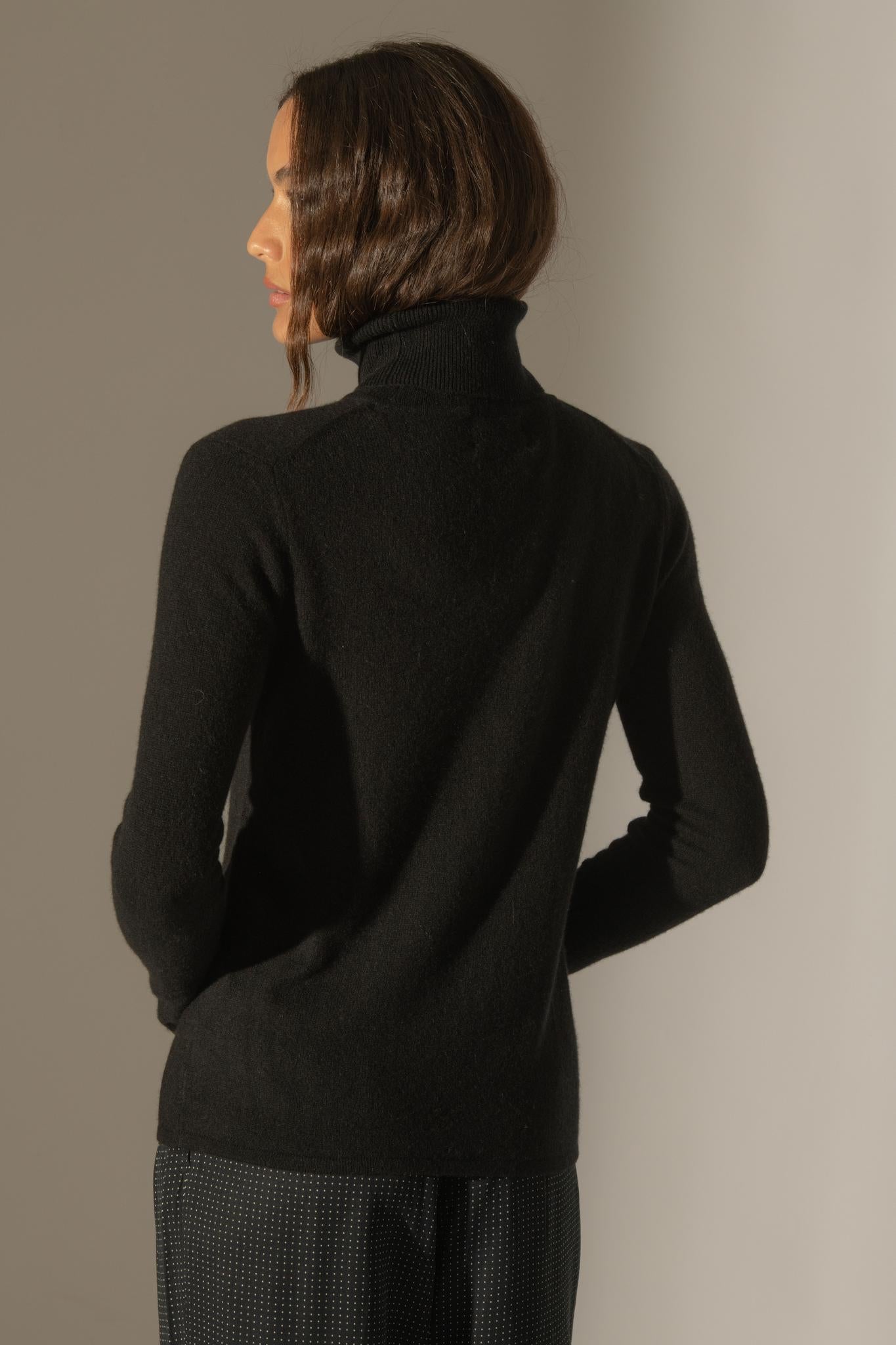 ASHLEY pull col roulé noir 100% cachemire