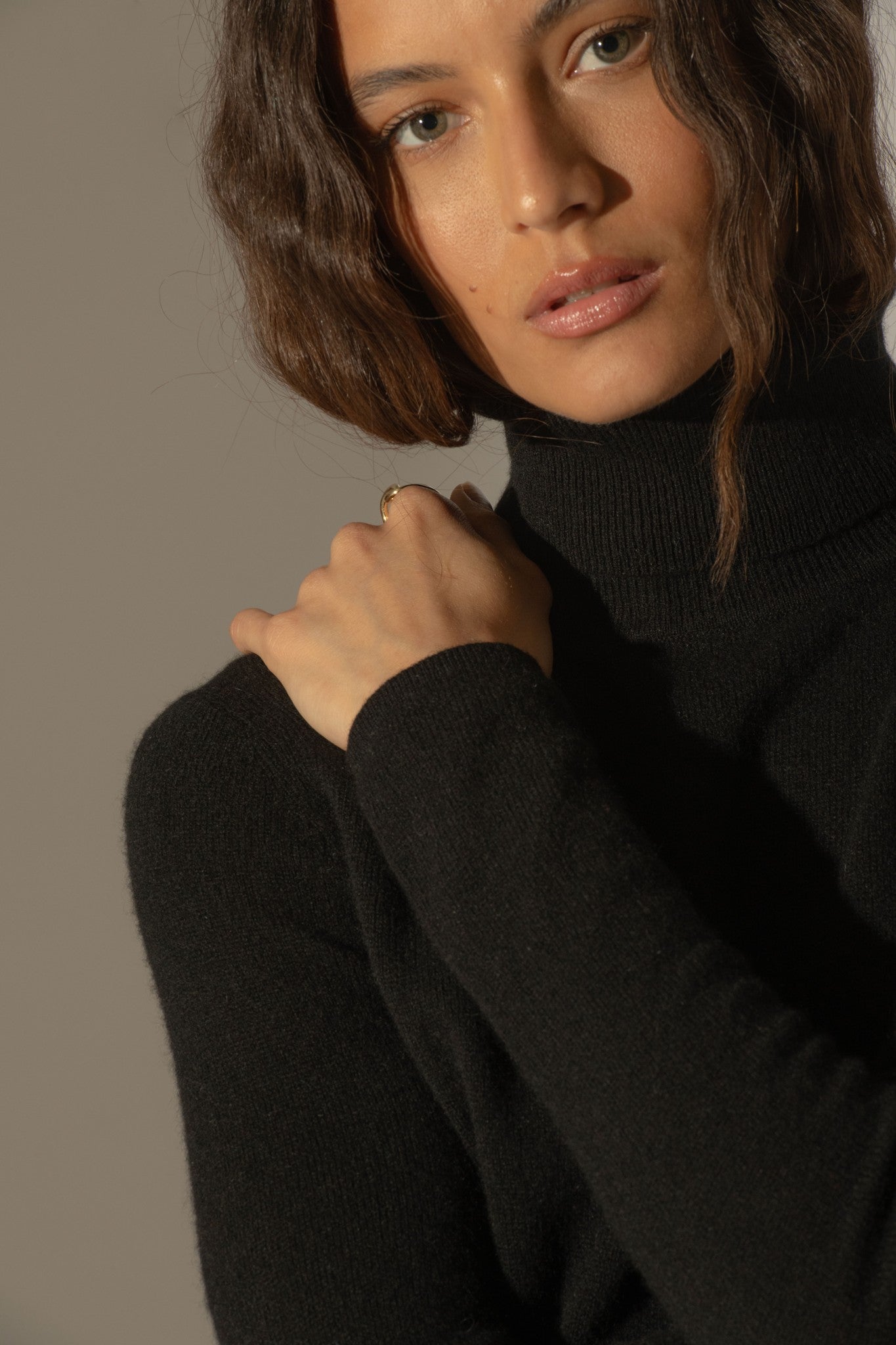 ashley pull col roulé noir 100% cachemire