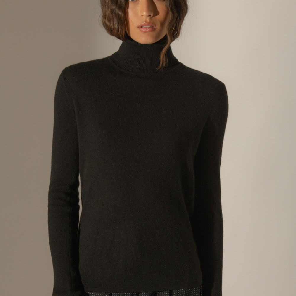 ashley pull col roulé noir 100% cachemire