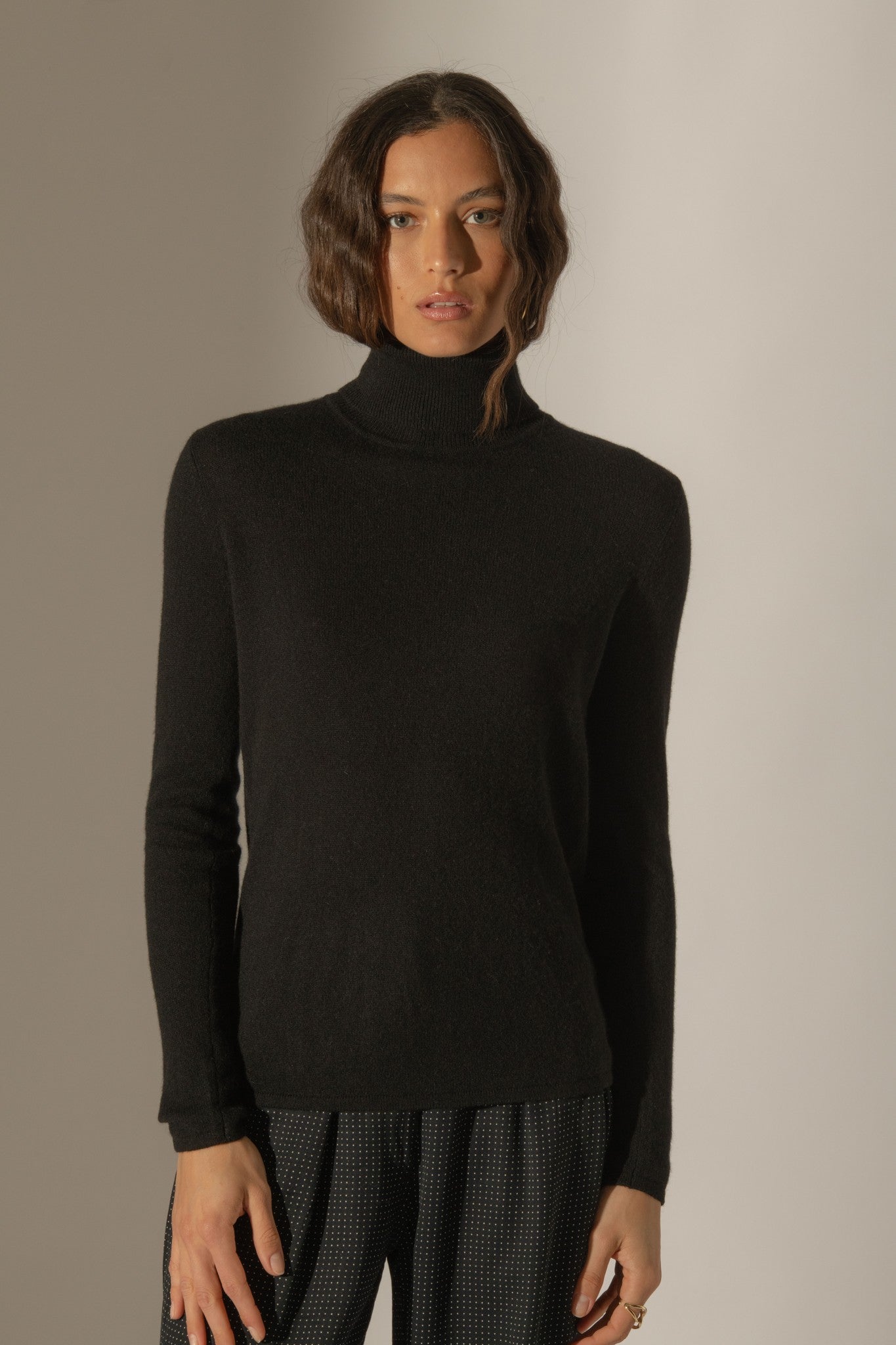 ashley pull col roulé noir 100% cachemire