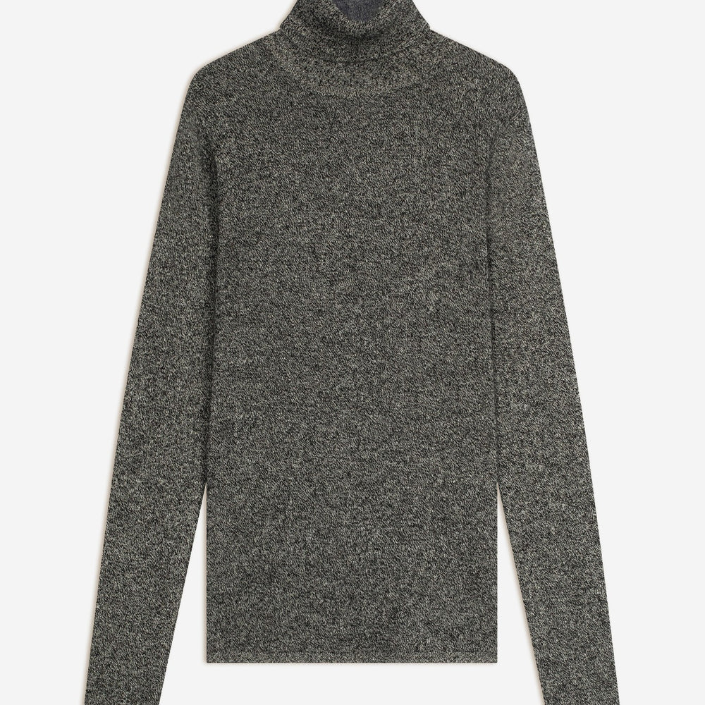 ashley pull col roulé noir/blanc 100% cachemire