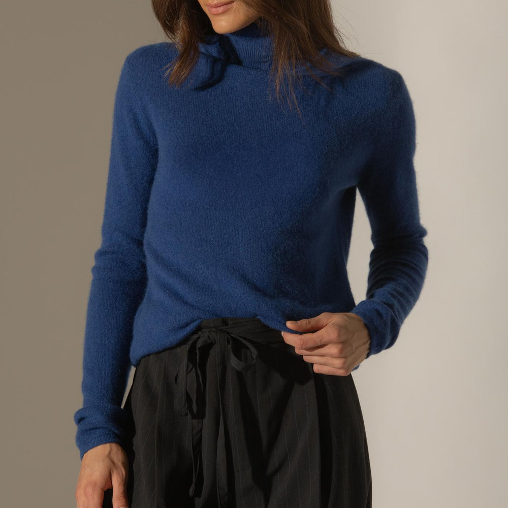 ASHLEY pull col roulé outremer 100% cachemire