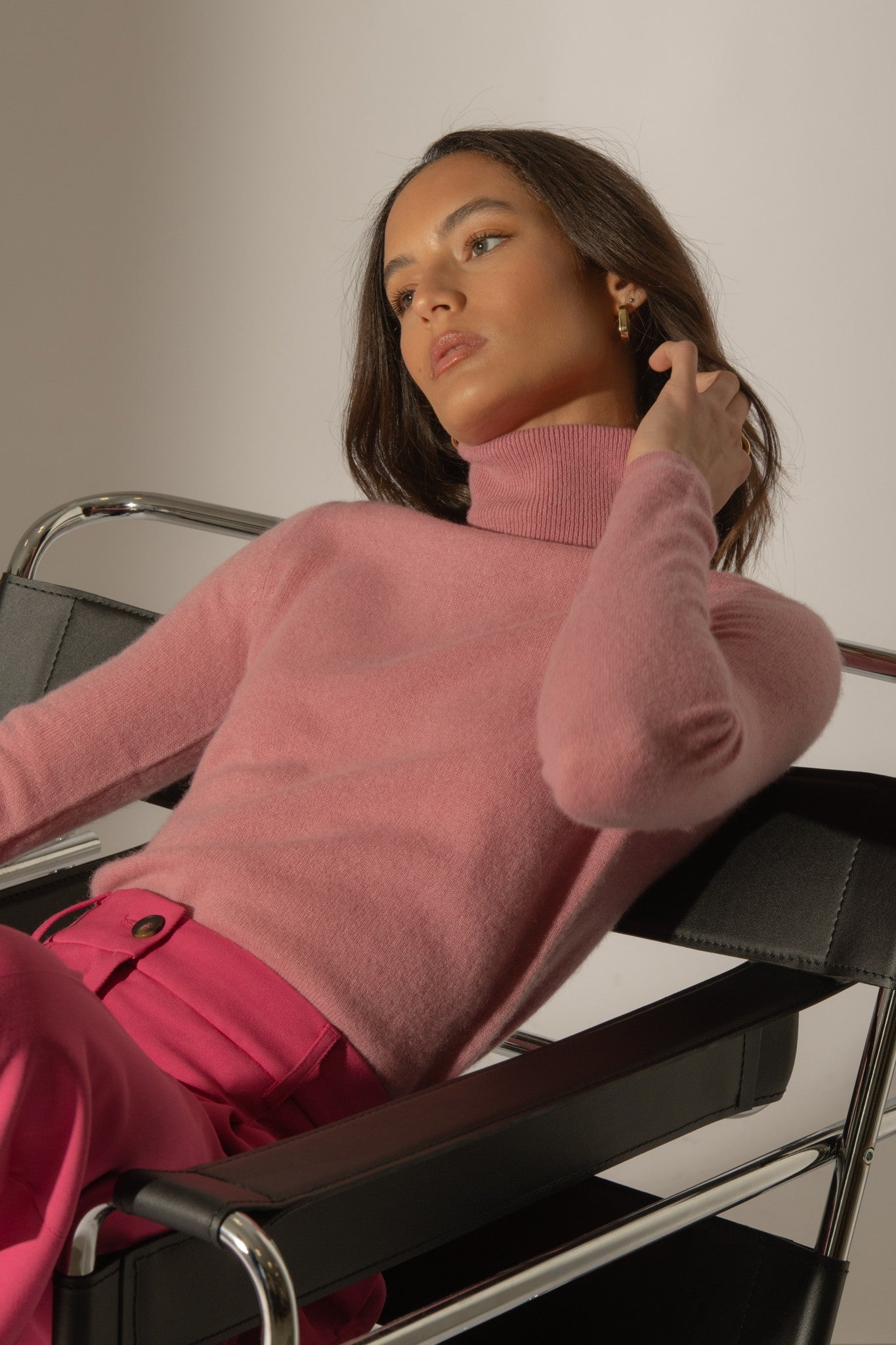 ashley pull col roulé pétale 100% cachemire