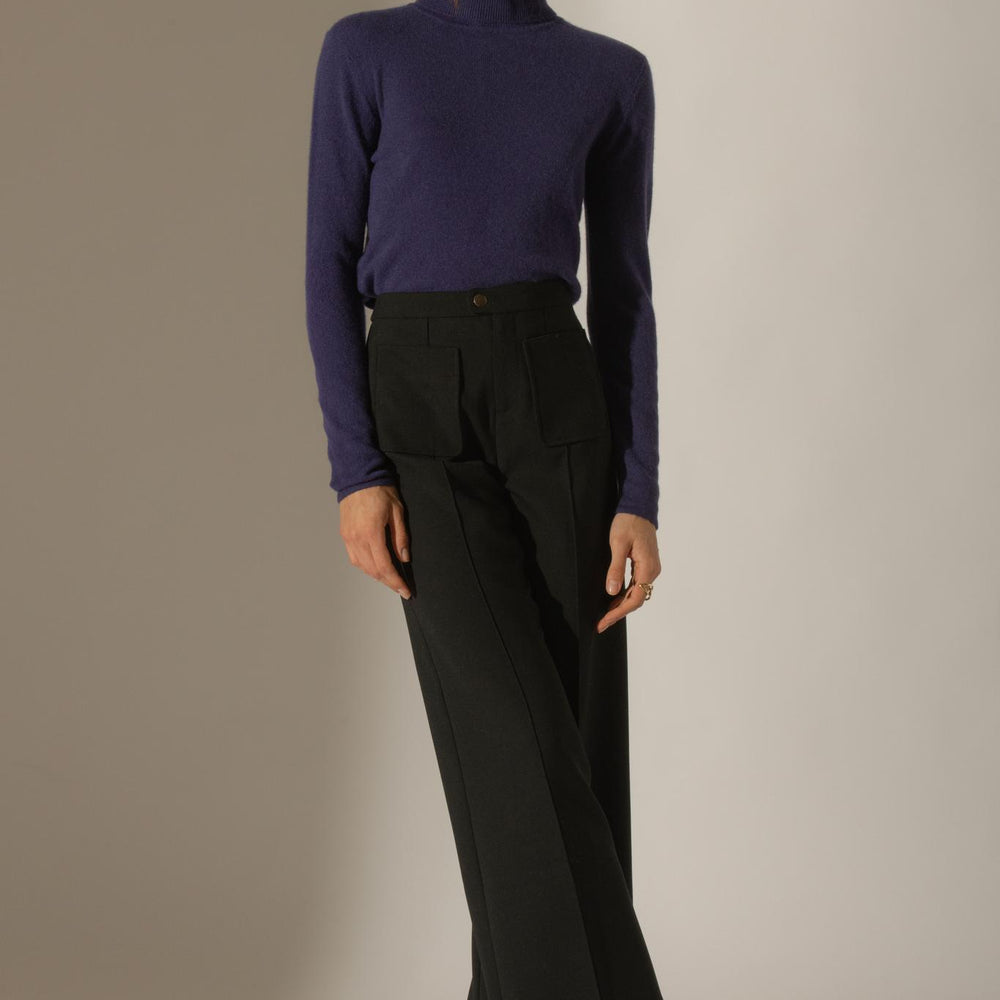 ASHLEY pull col roulé purple 100% cachemire