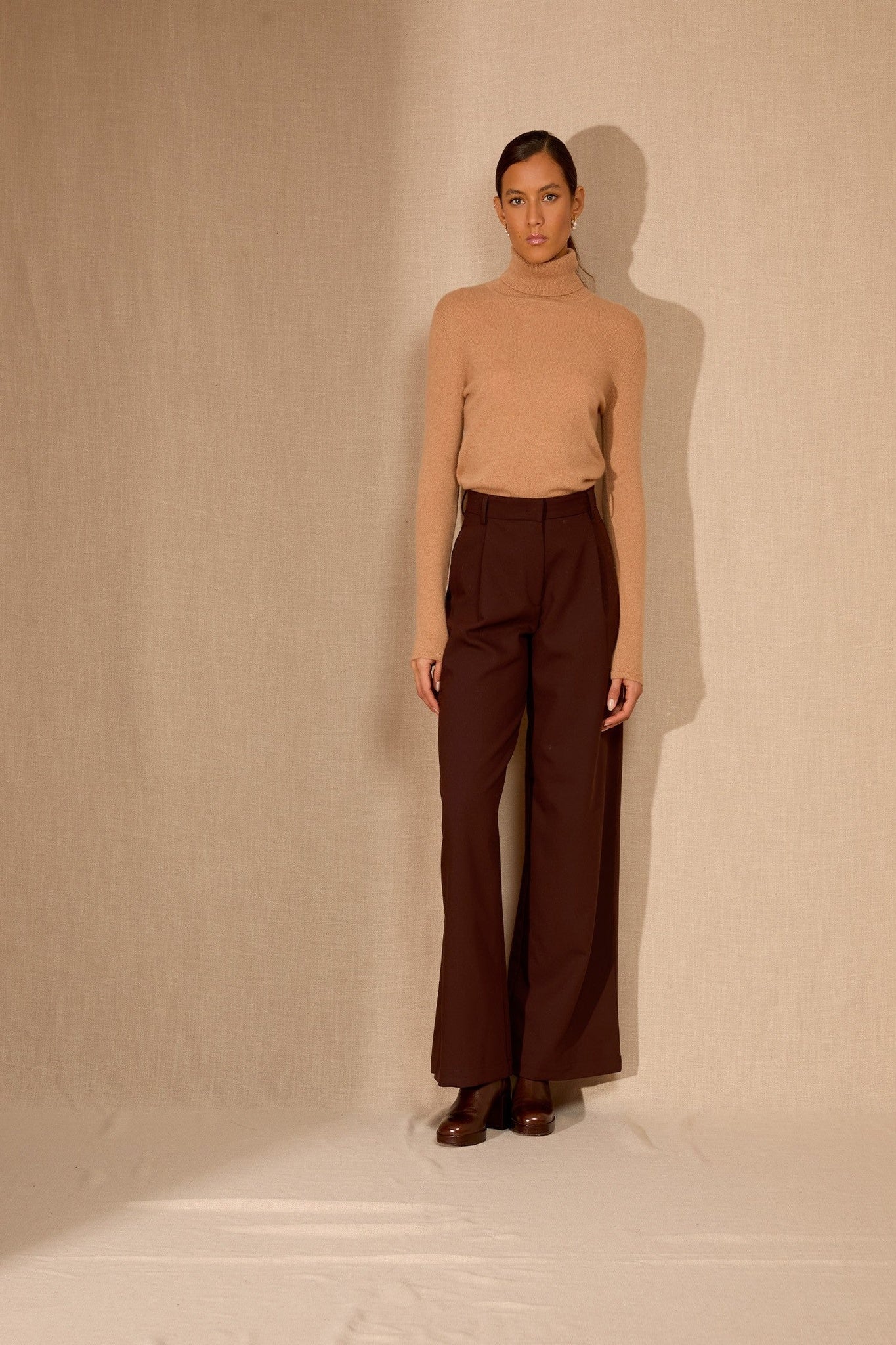 ashley pull col roulé sahara 100% cachemire