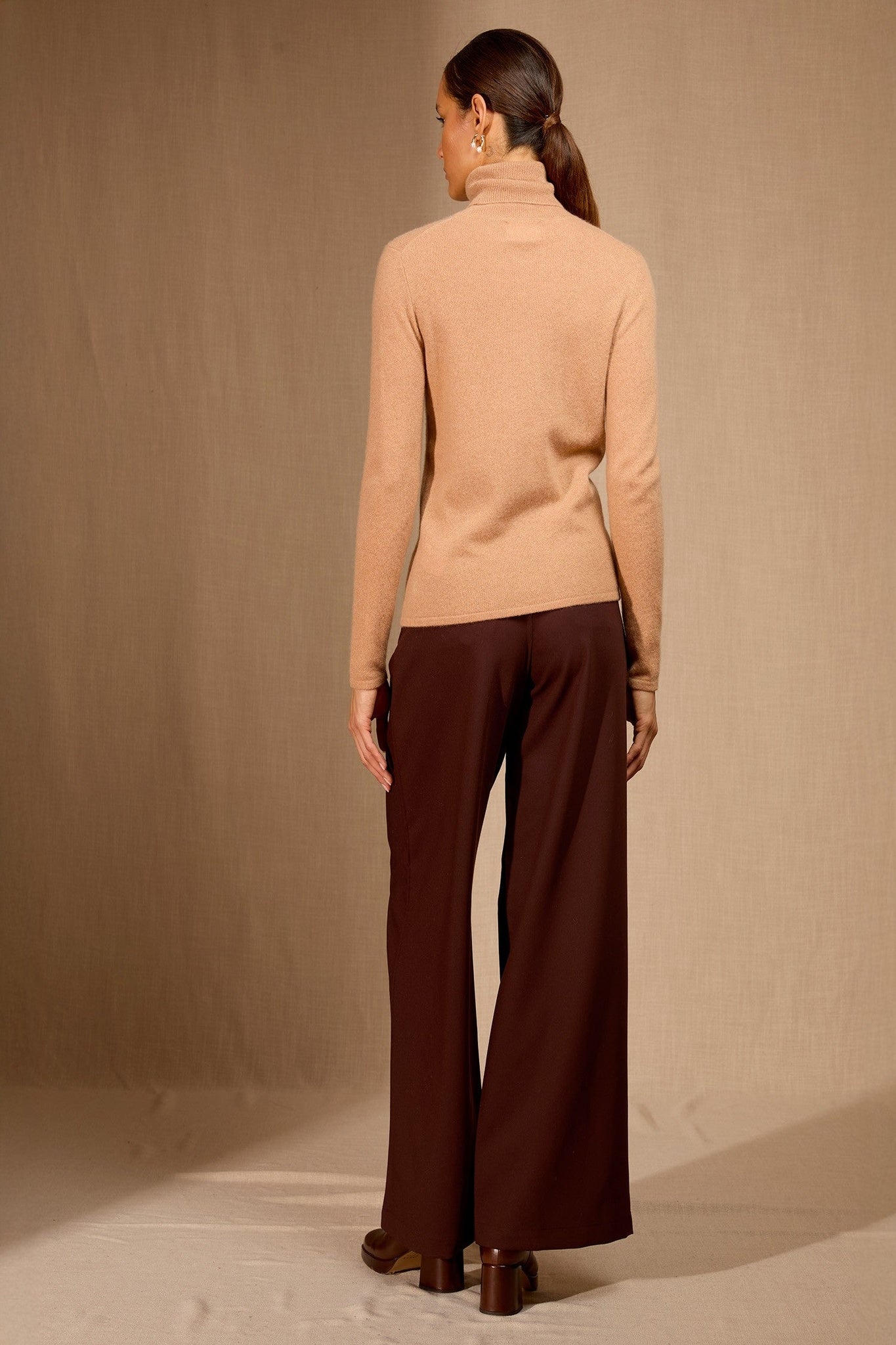 ashley pull col roulé sahara 100% cachemire