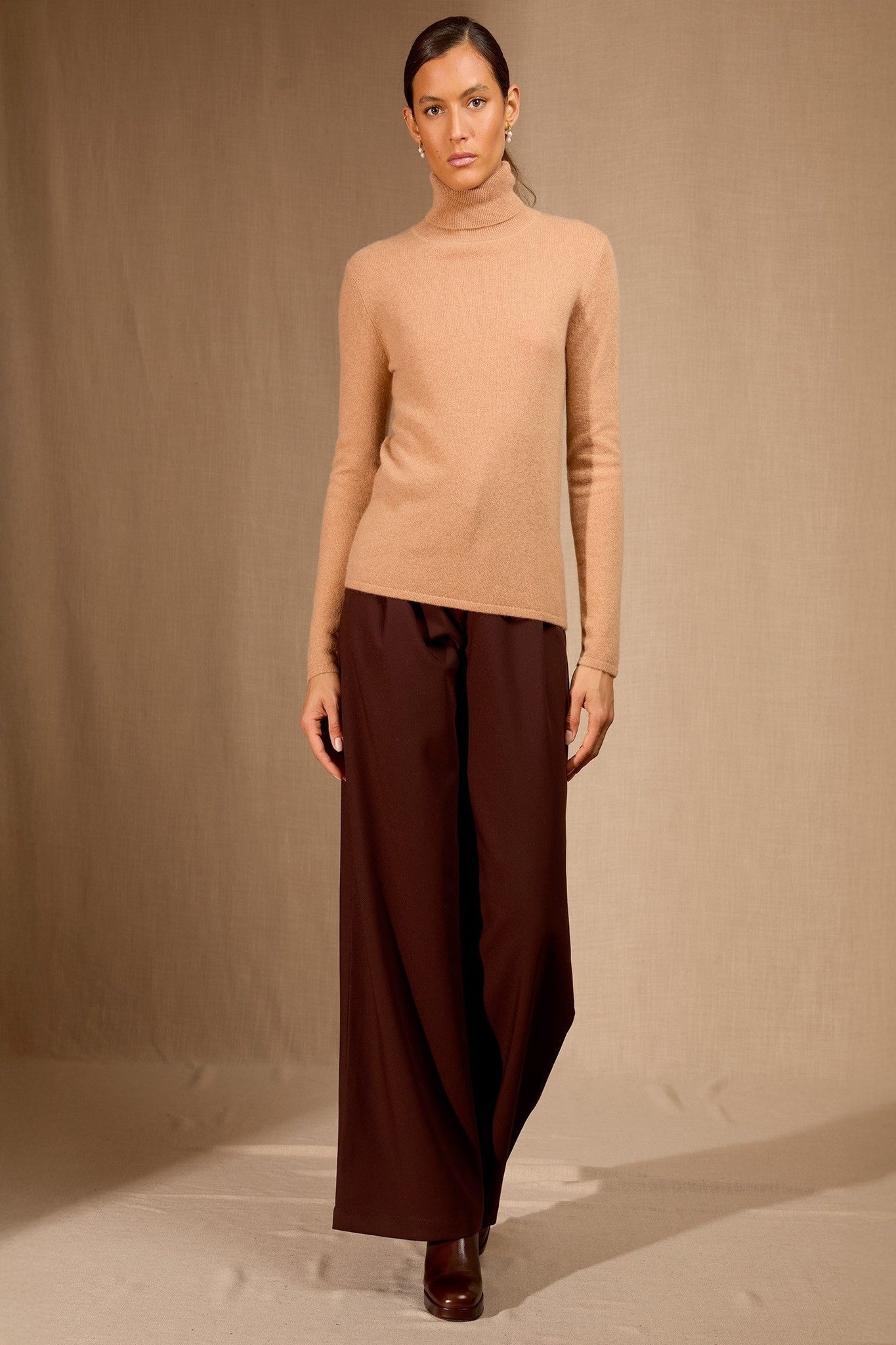 ashley pull col roulé sahara 100% cachemire