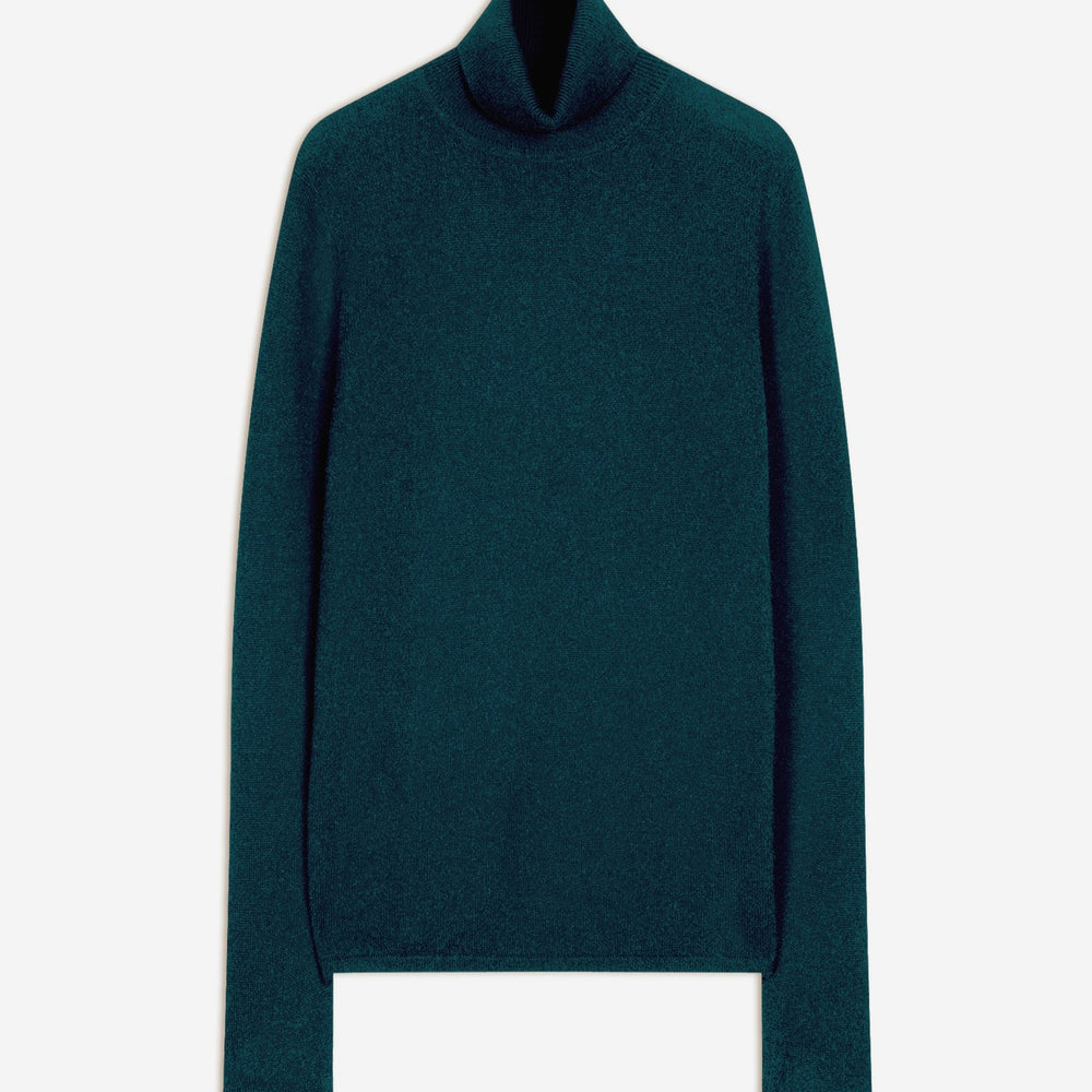 ashley pull col roulé vert canard 100% cachemire