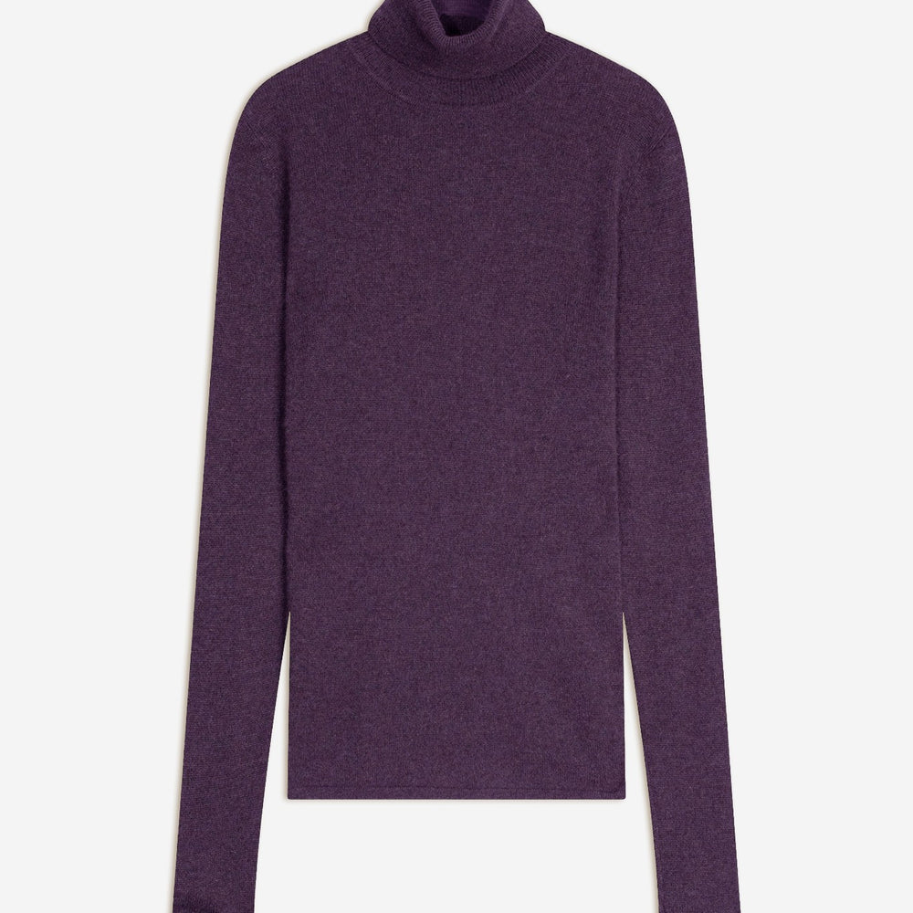 ashley pull col roulé violet chiné 100% cachemire