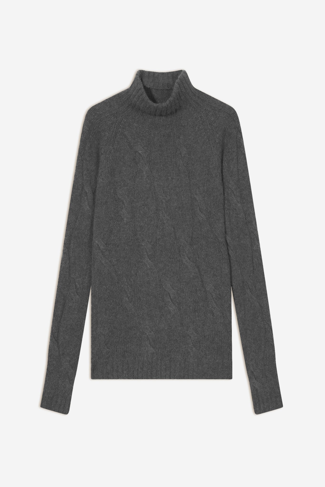 aspen pull col montant 6 fils anthracite chiné 100% cachemire