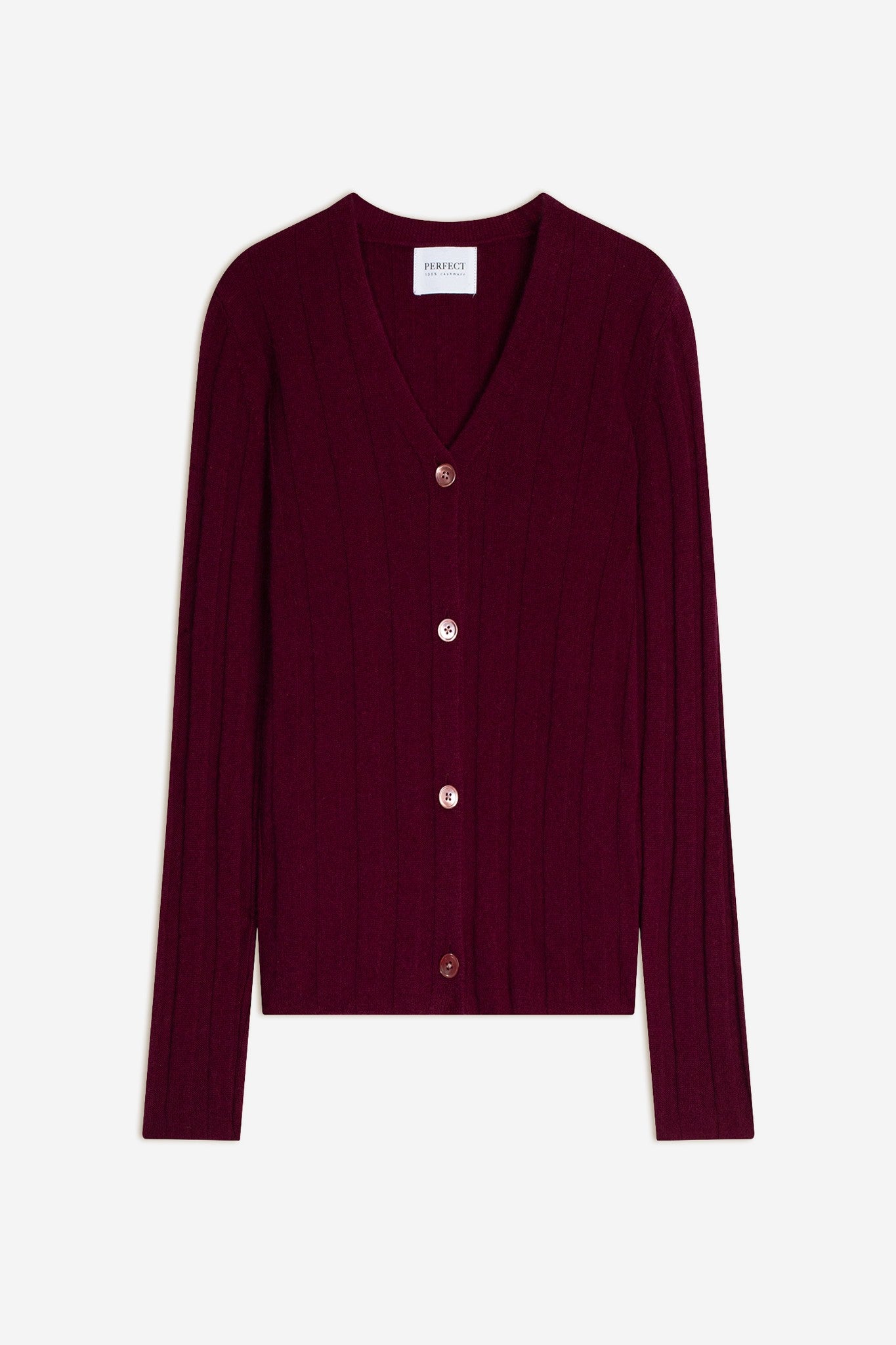 aurora cardigan col v bordeaux 100% cachemire