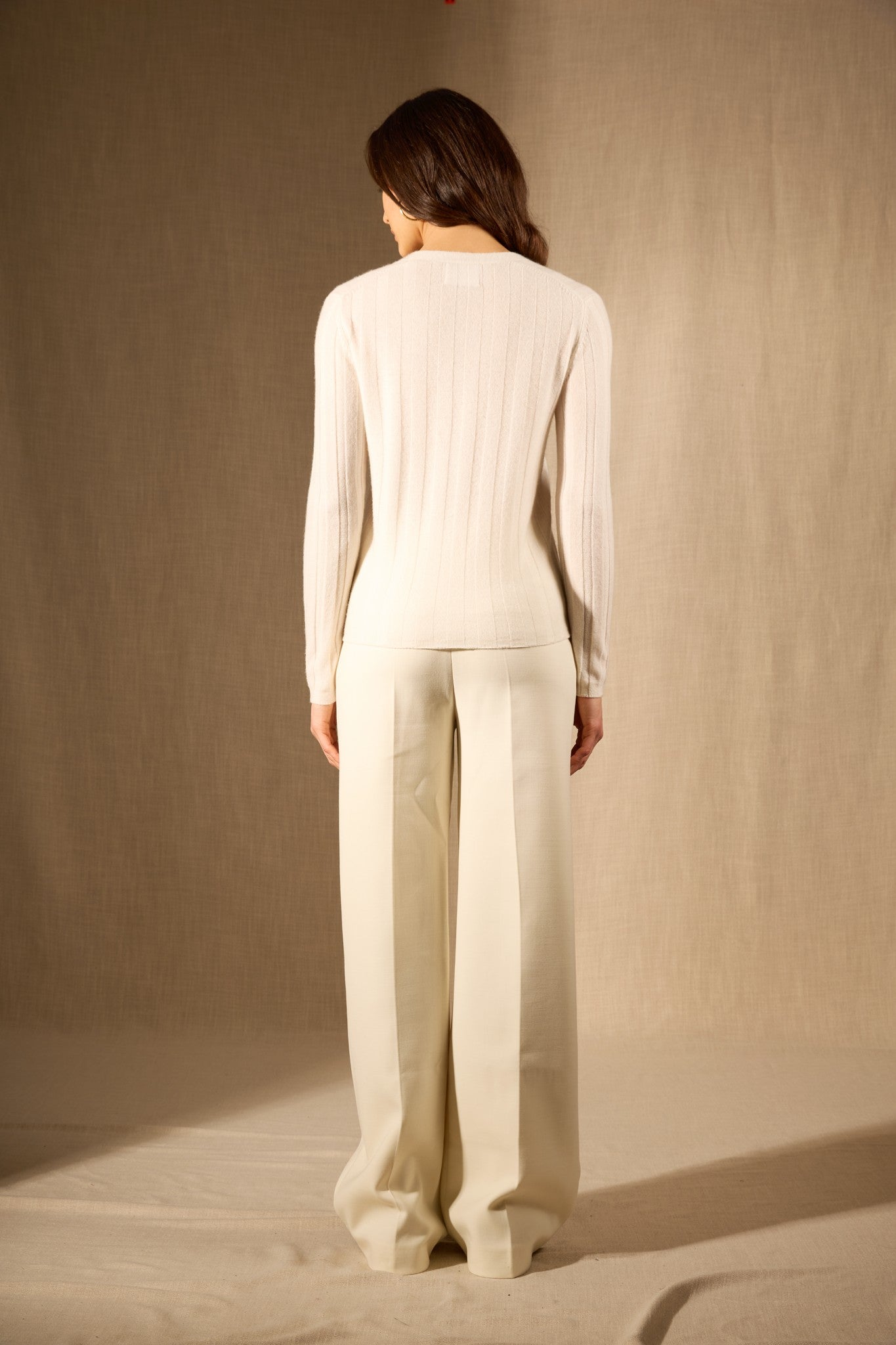 aurora cardigan col v ivoire 100% cachemire