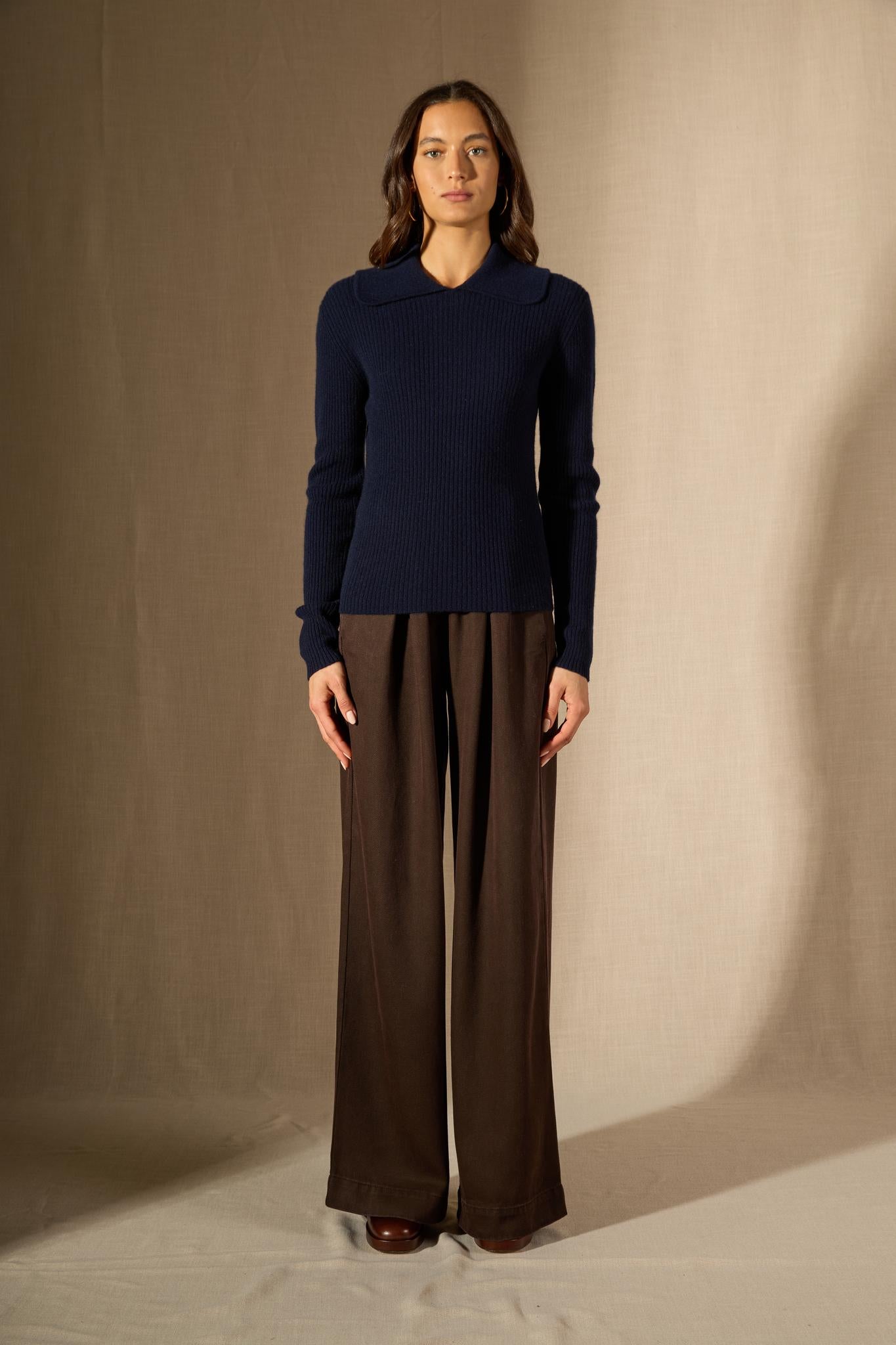 Arlena pull col claudine navy 100% cachemire