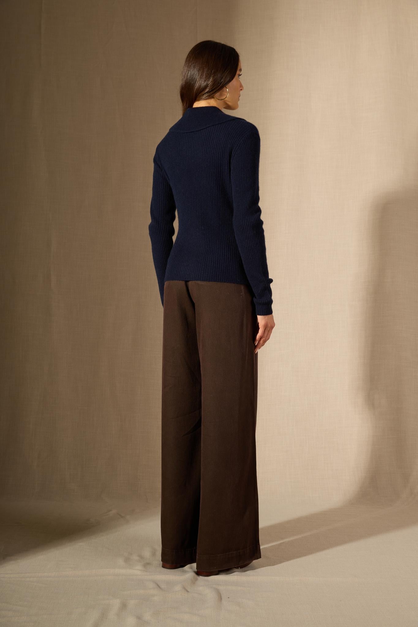 Arlena pull col claudine navy 100% cachemire