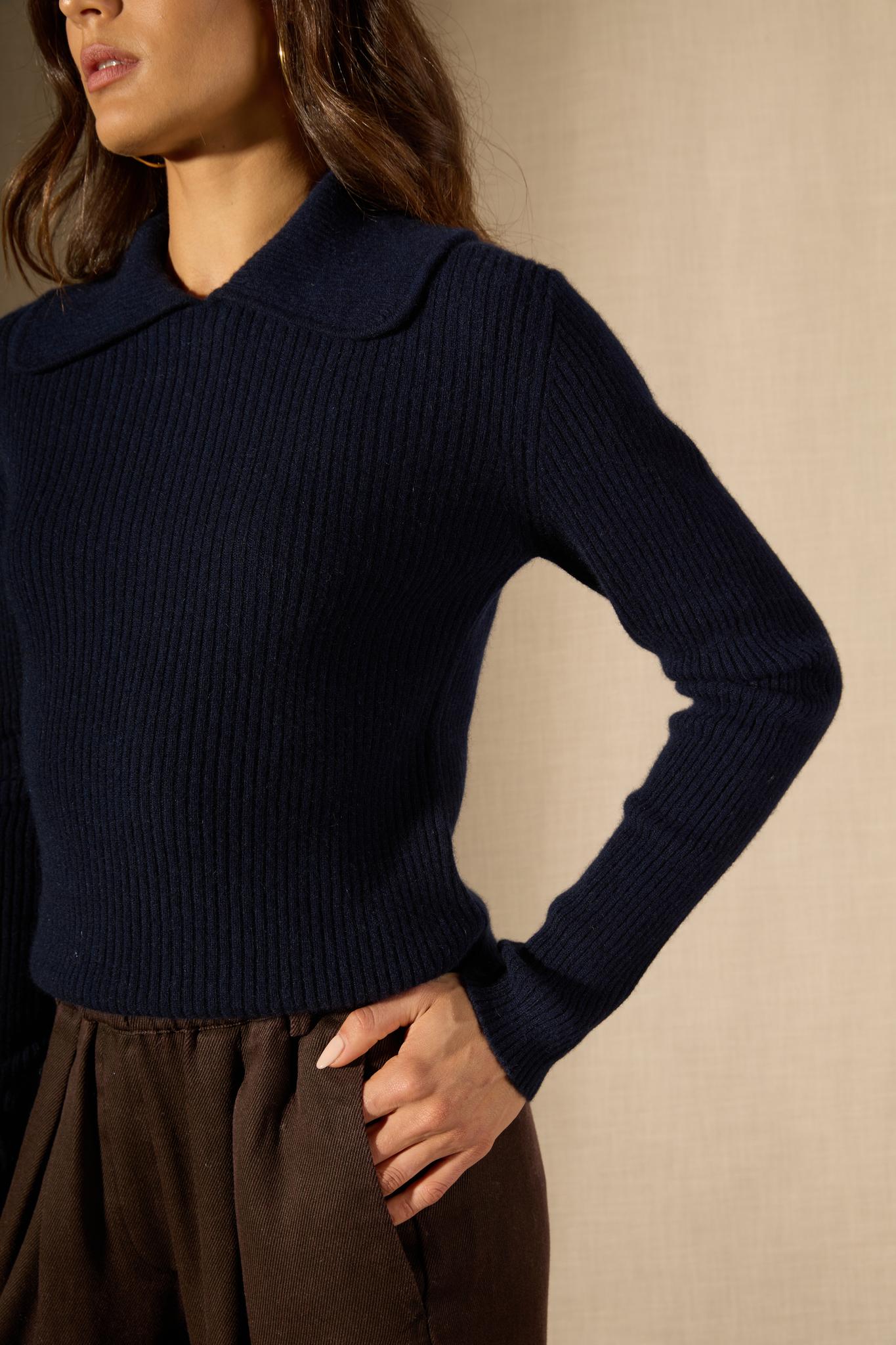 Arlena pull col claudine navy 100% cachemire