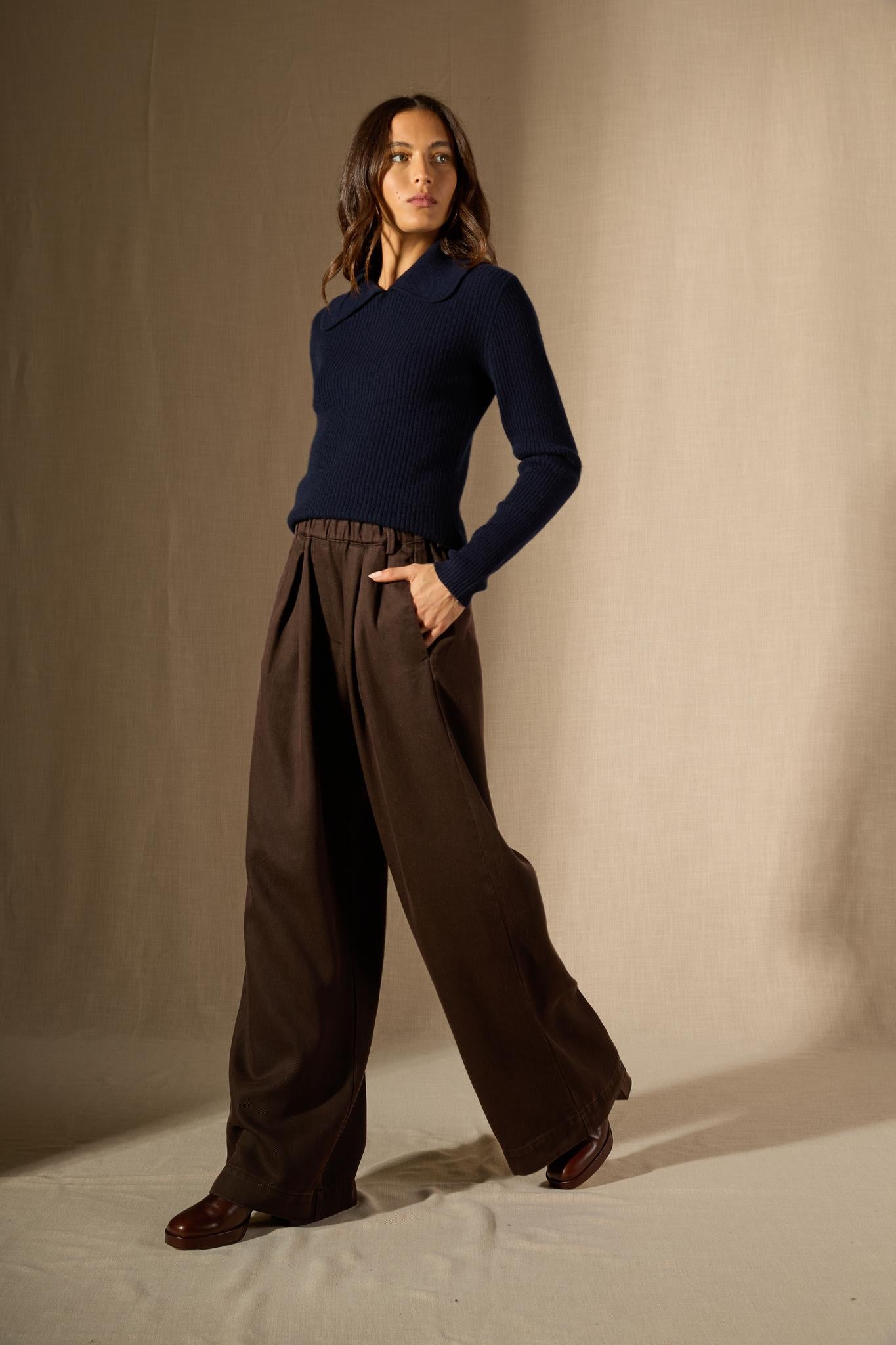 Arlena pull col claudine navy 100% cachemire