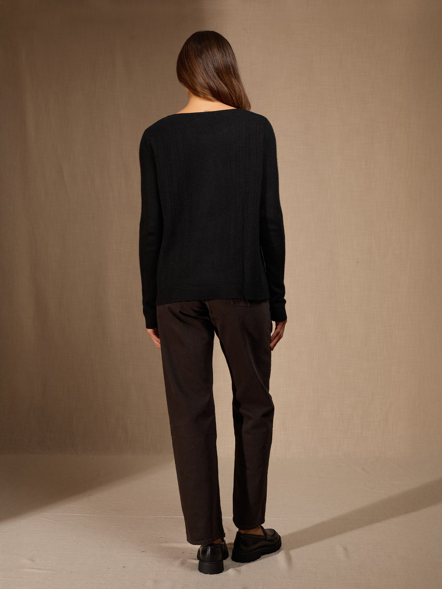 BANTASKIN pull col bateau noir 100% cachemire