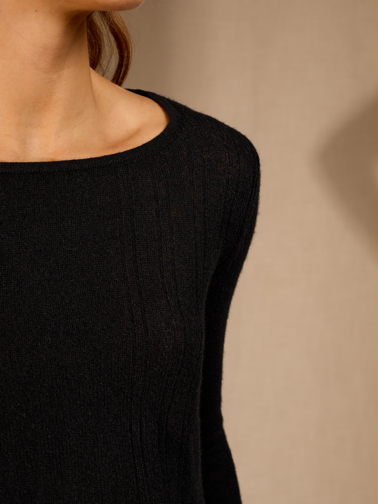 BANTASKIN pull col bateau noir 100% cachemire