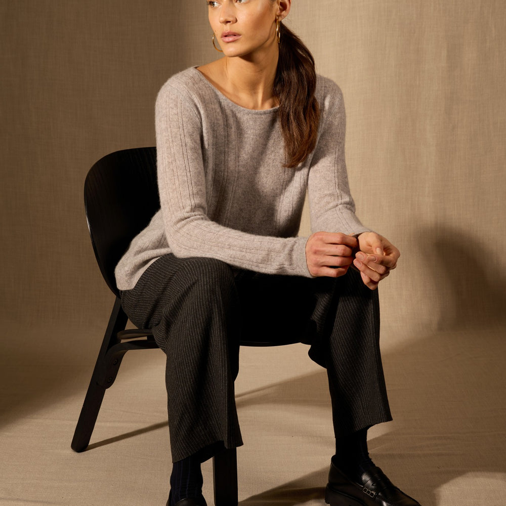 bantaskin pull col bateau nuage chiné 100% cachemire