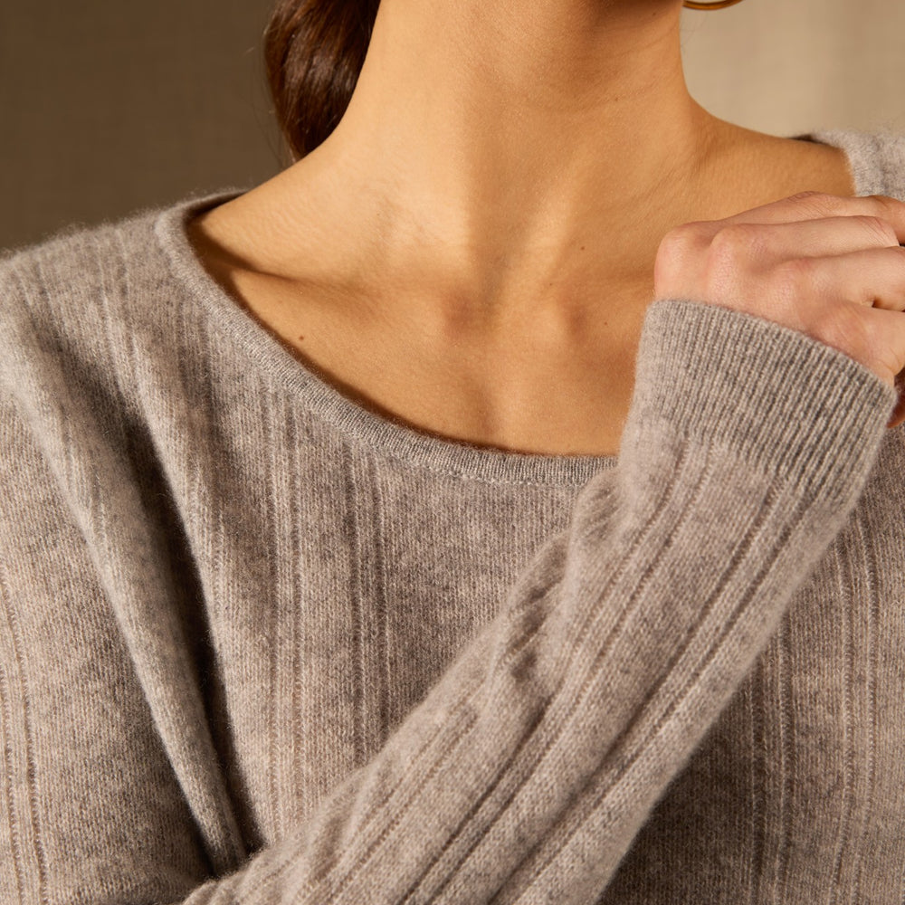 bantaskin pull col bateau nuage chiné 100% cachemire