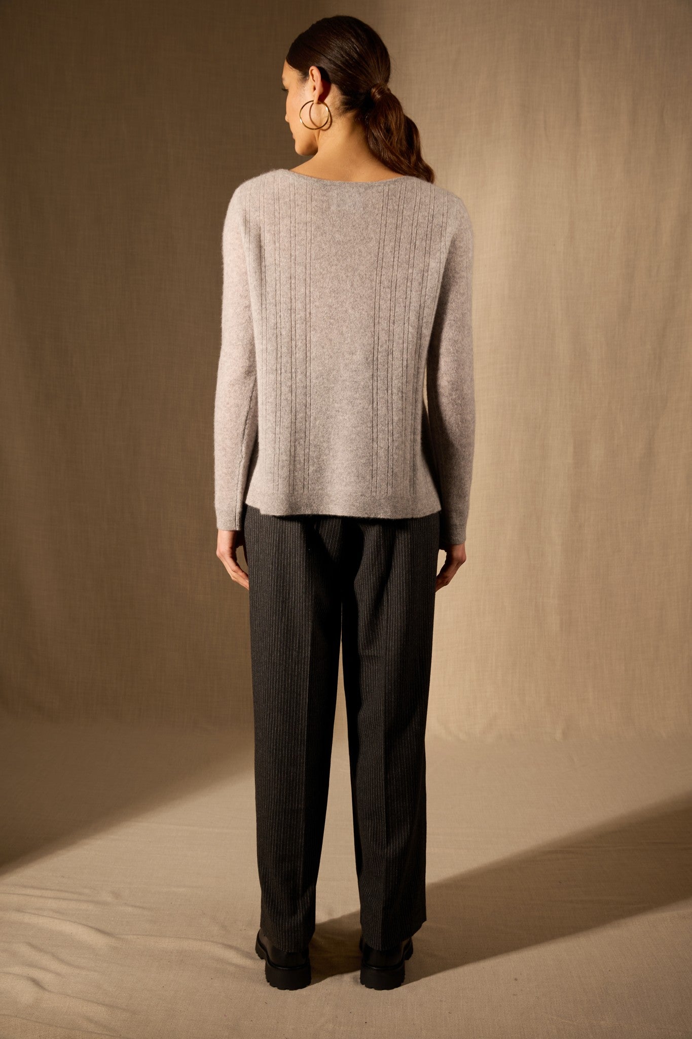 bantaskin pull col bateau nuage chiné 100% cachemire