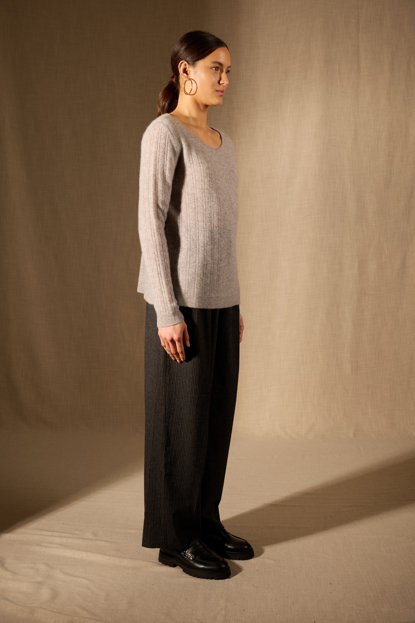 bantaskin pull col bateau nuage chiné 100% cachemire