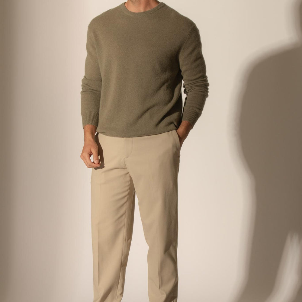 BLAKE pull col rond army 100% cachemire