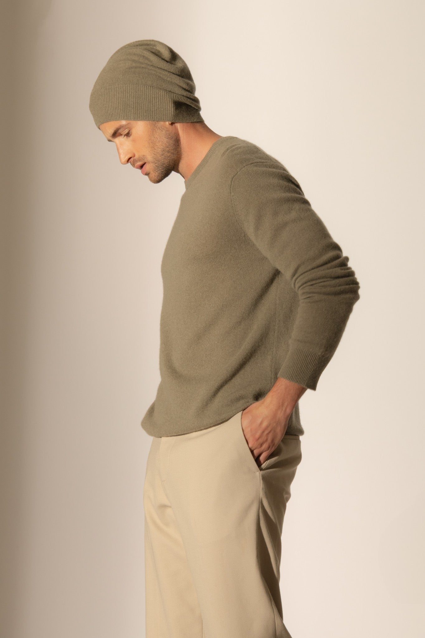 blake pull col rond army 100% cachemire