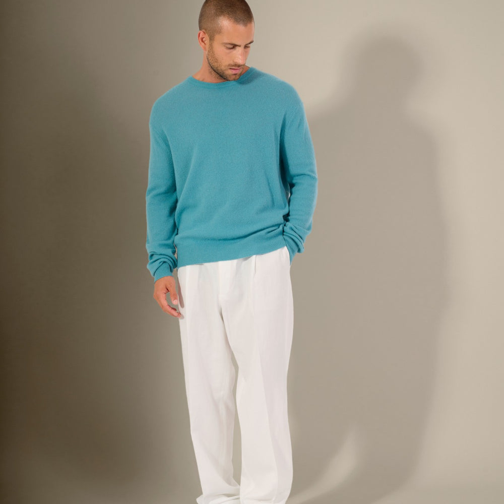 blake pull col rond bleu vert 100% cachemire