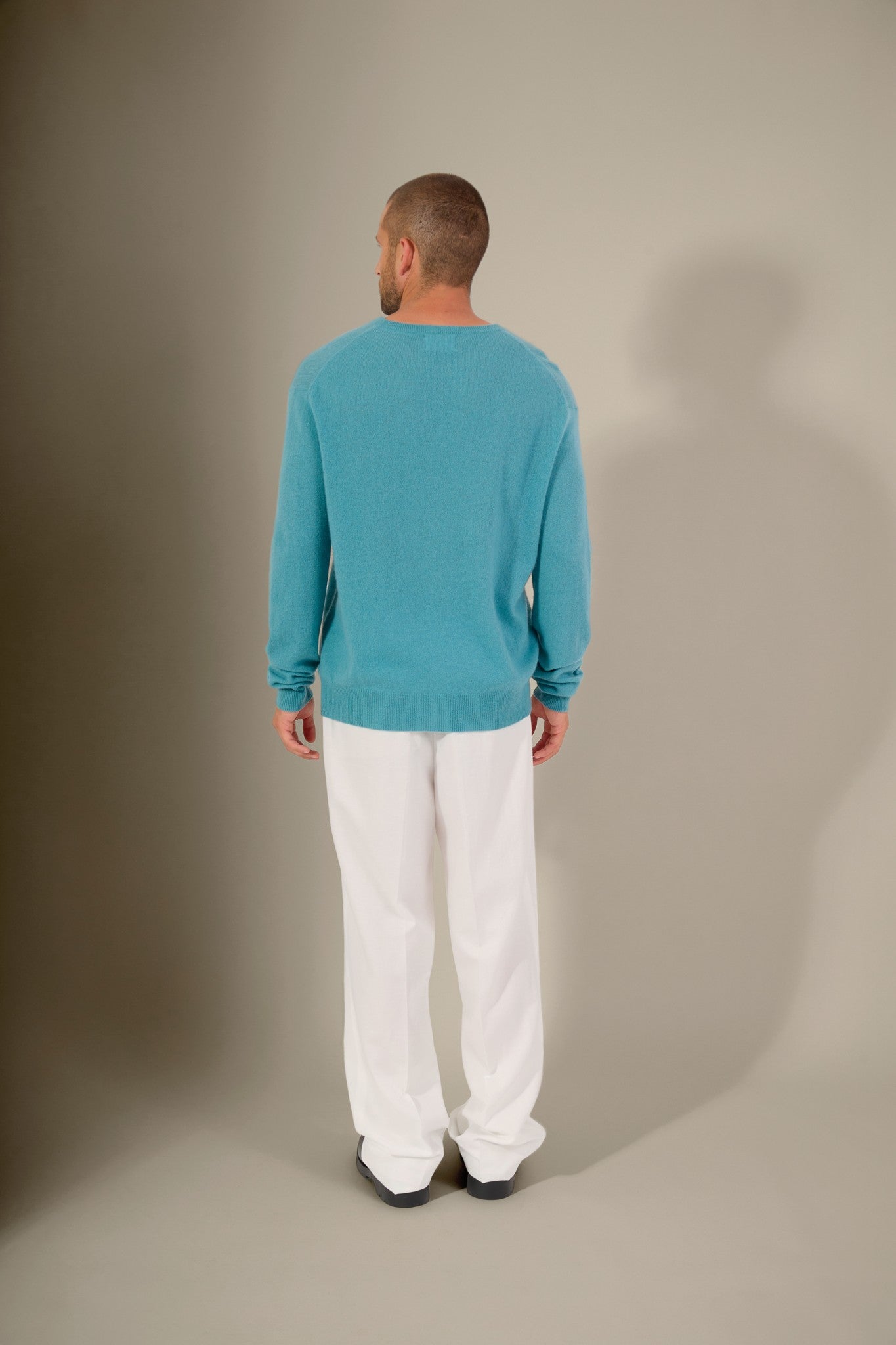 blake pull col rond bleu vert 100% cachemire