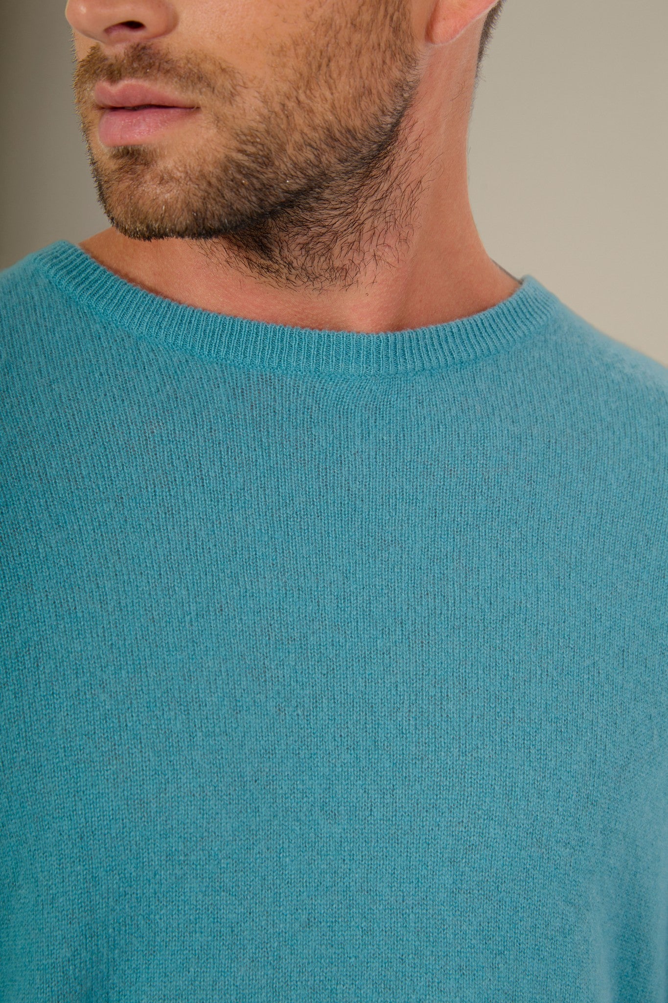 blake pull col rond bleu vert 100% cachemire