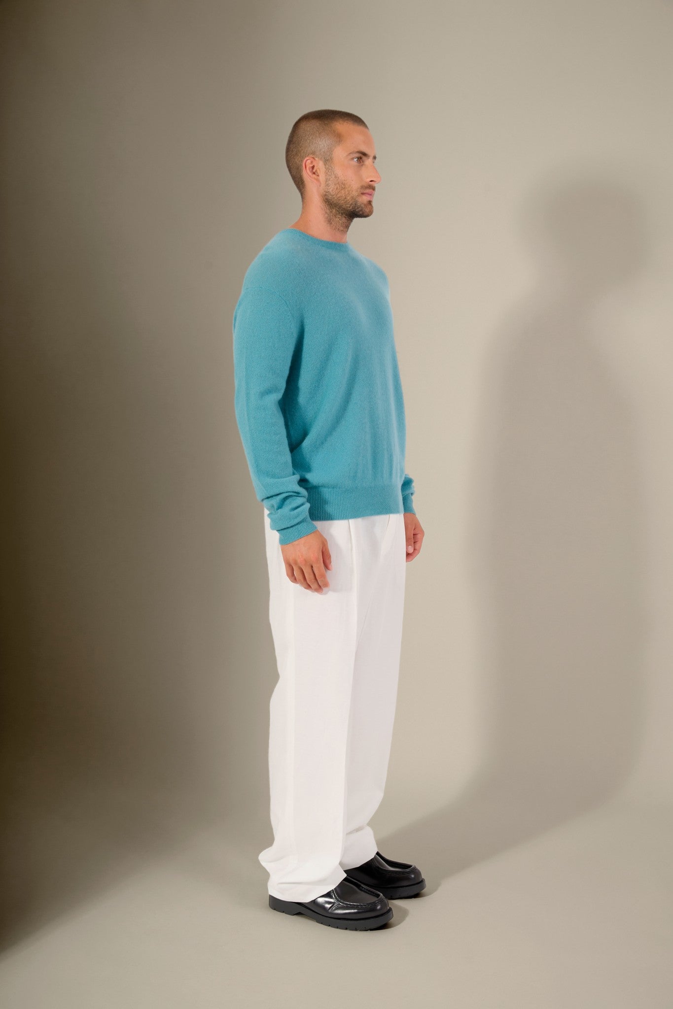 blake pull col rond bleu vert 100% cachemire