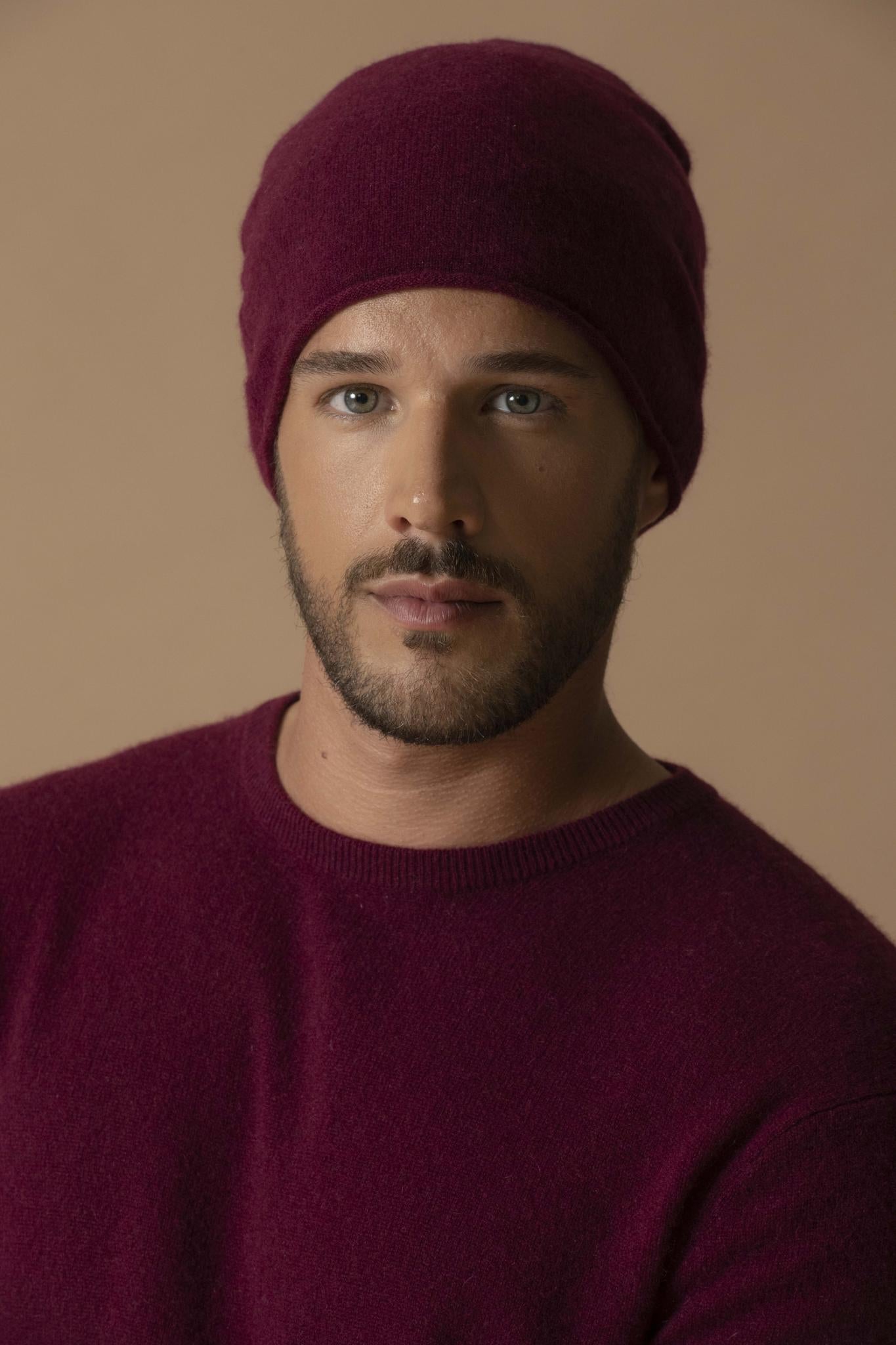 BLAKE pull col rond bordeaux 100% cachemire