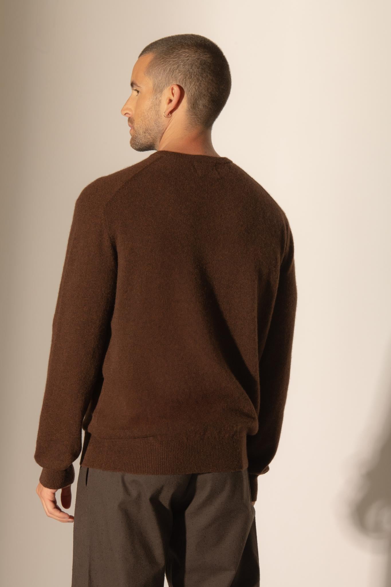 BLAKE pull col rond café 100% cachemire