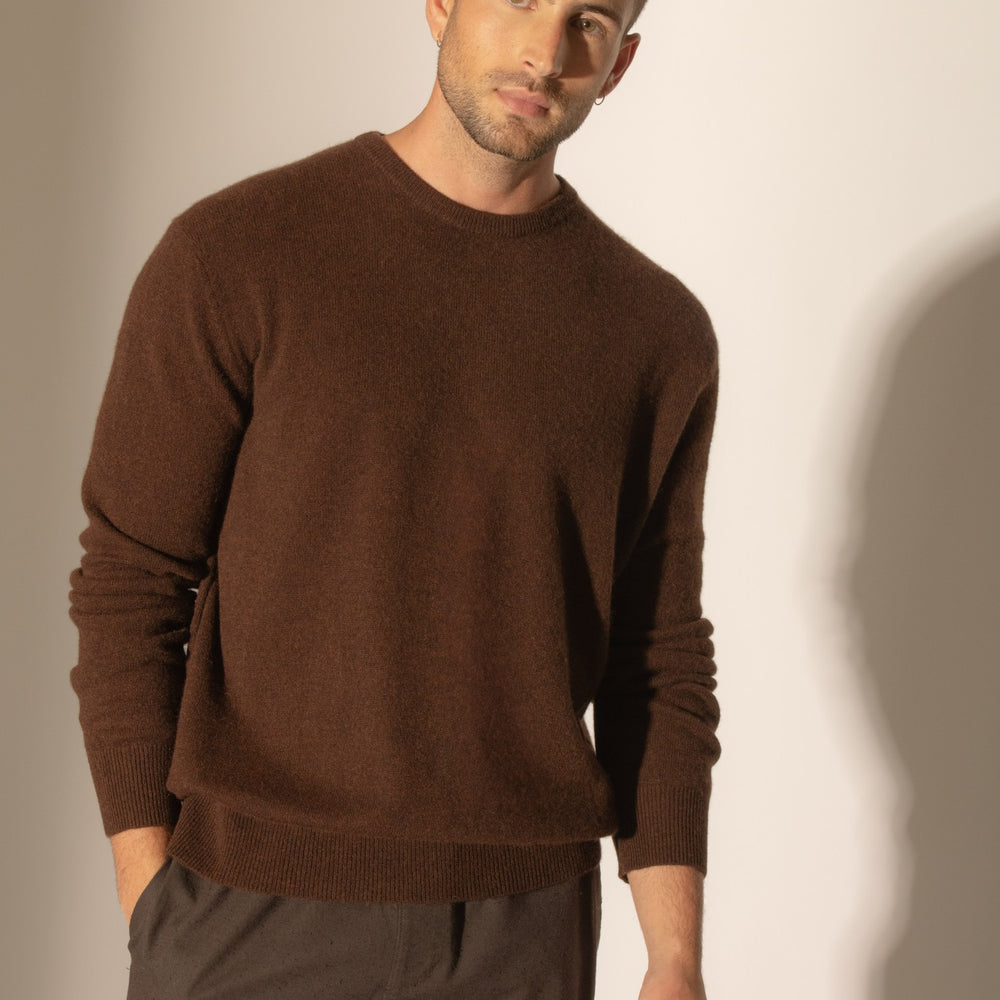 blake pull col rond café 100% cachemire