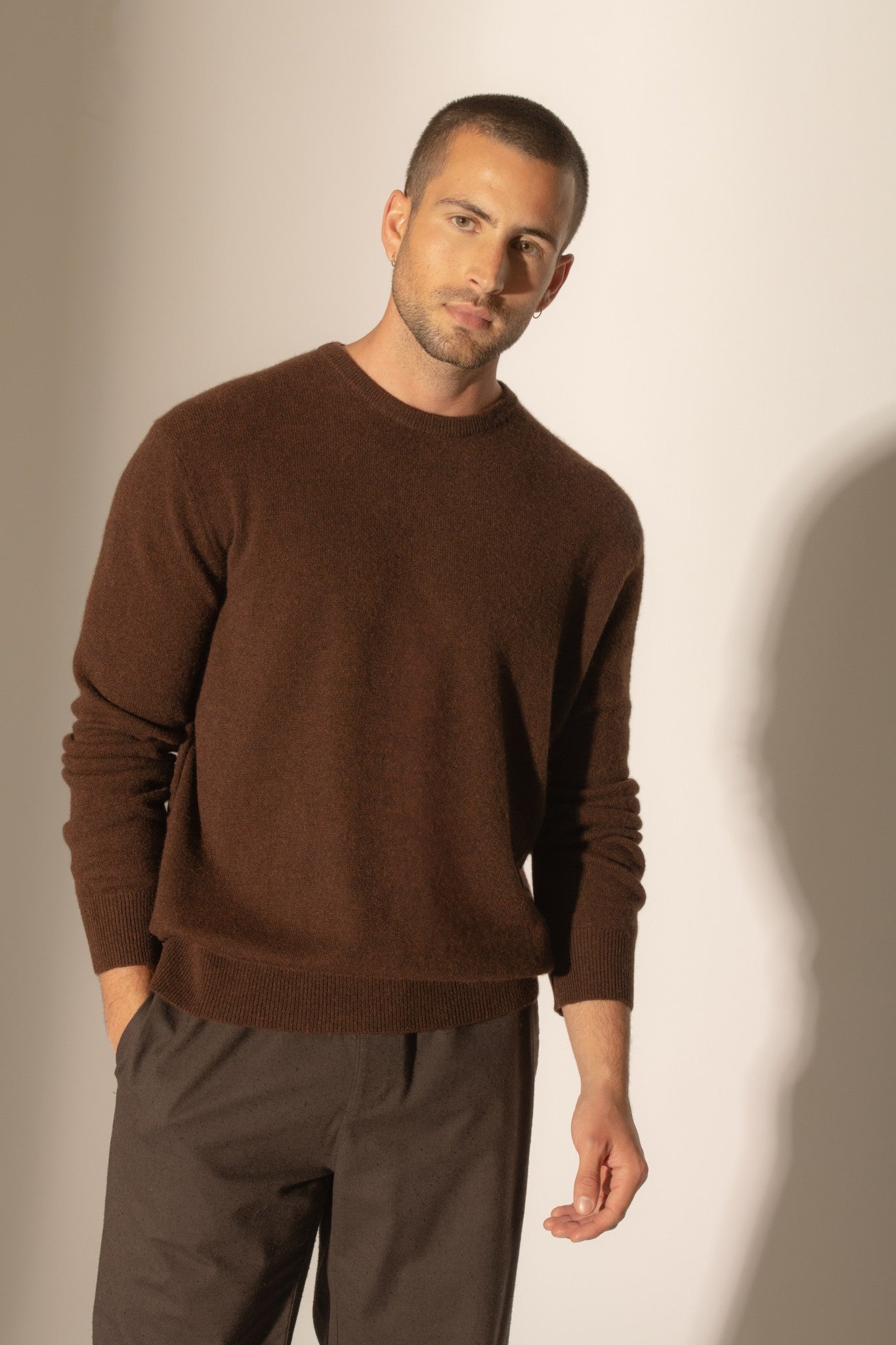 blake pull col rond café 100% cachemire