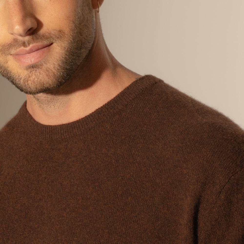 blake pull col rond café 100% cachemire