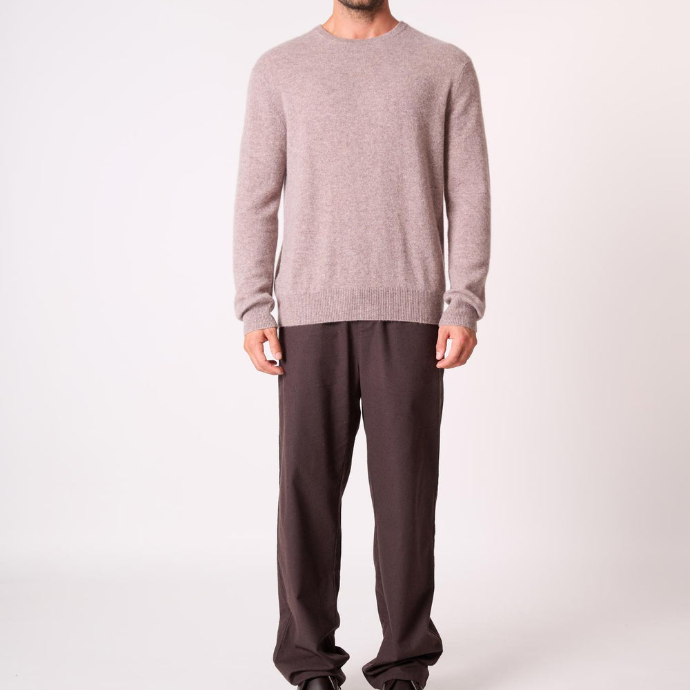 BLAKE pull col rond caribou chiné 100% cachemire