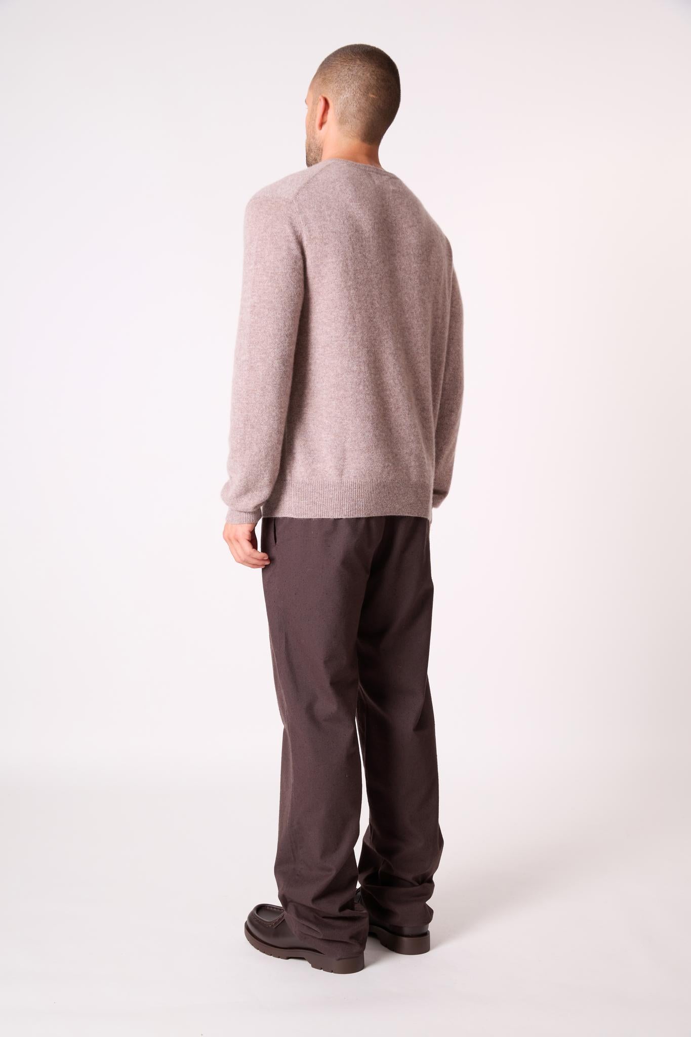 BLAKE pull col rond caribou chiné 100% cachemire