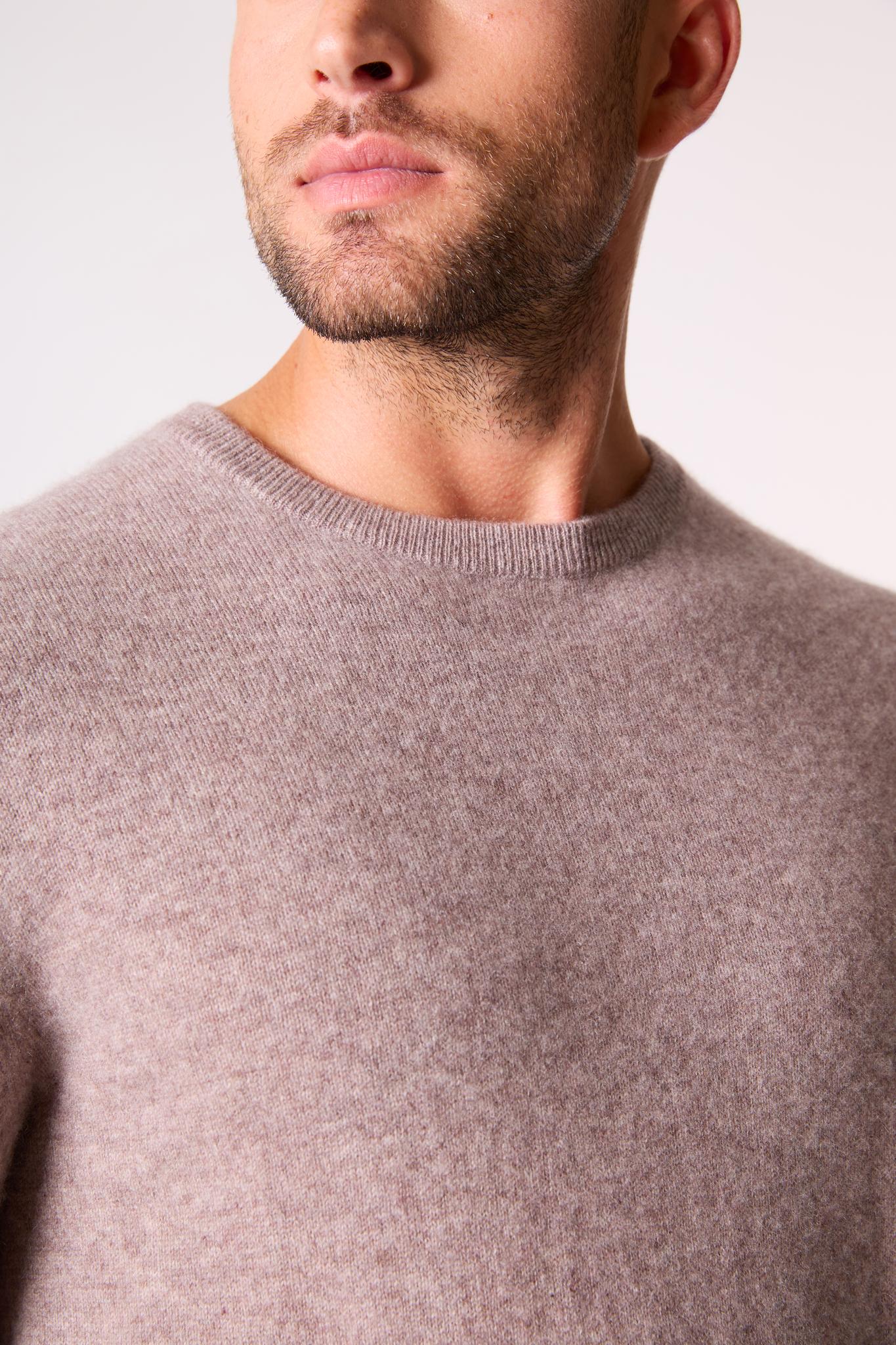 BLAKE pull col rond caribou chiné 100% cachemire
