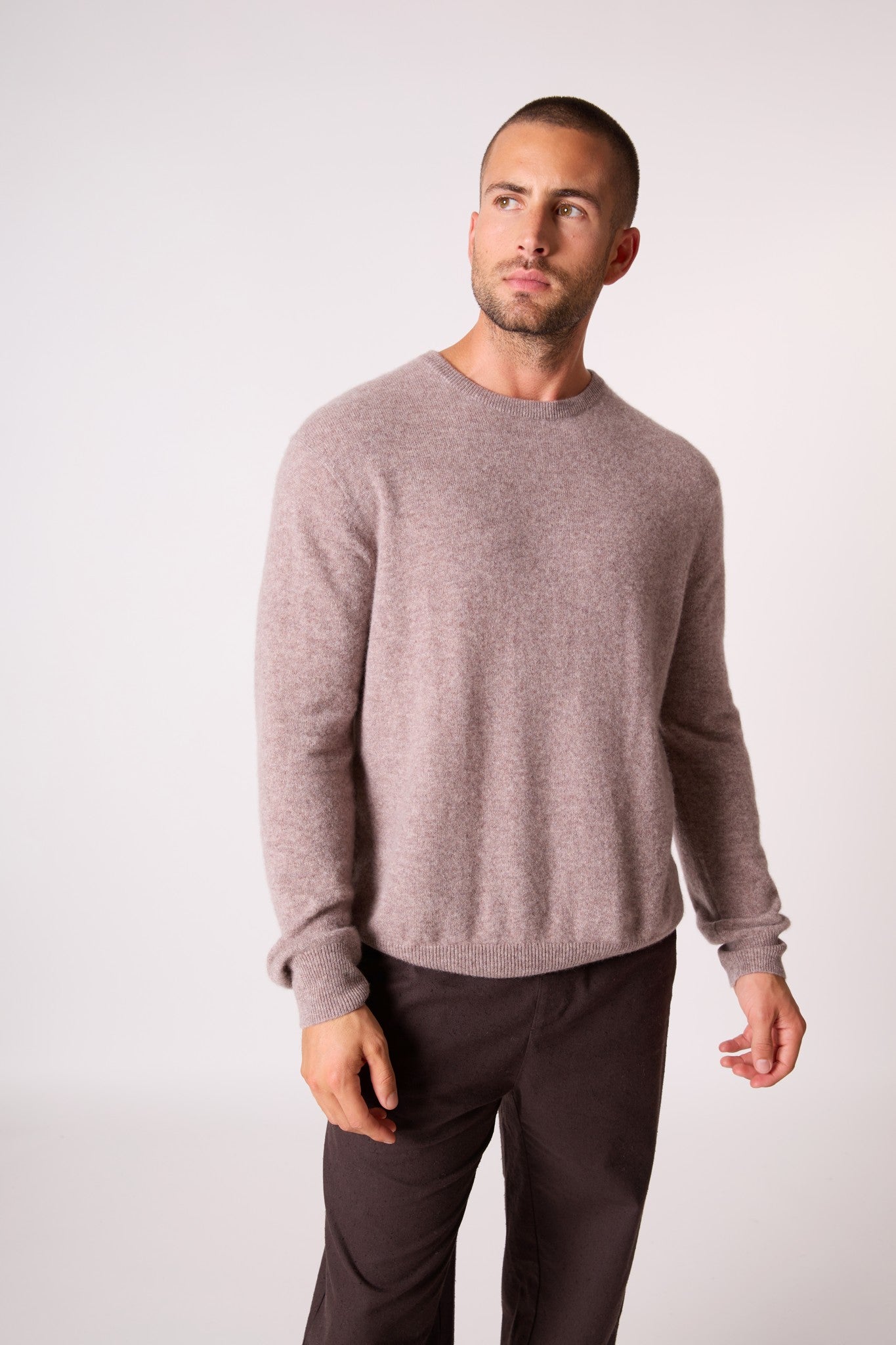blake pull col rond caribou chiné 100% cachemire