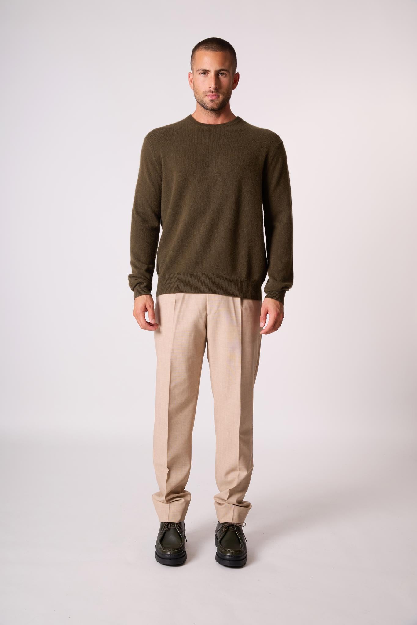 BLAKE pull col rond chatain 100% cachemire